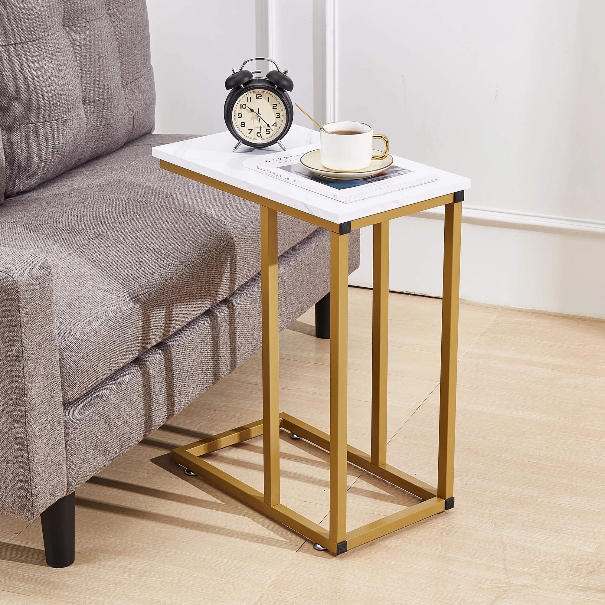 Set of 2 C-Shaped Sofa Side Tables, Small End Tables for Living Room, Bedside and TV Tray - Image 29