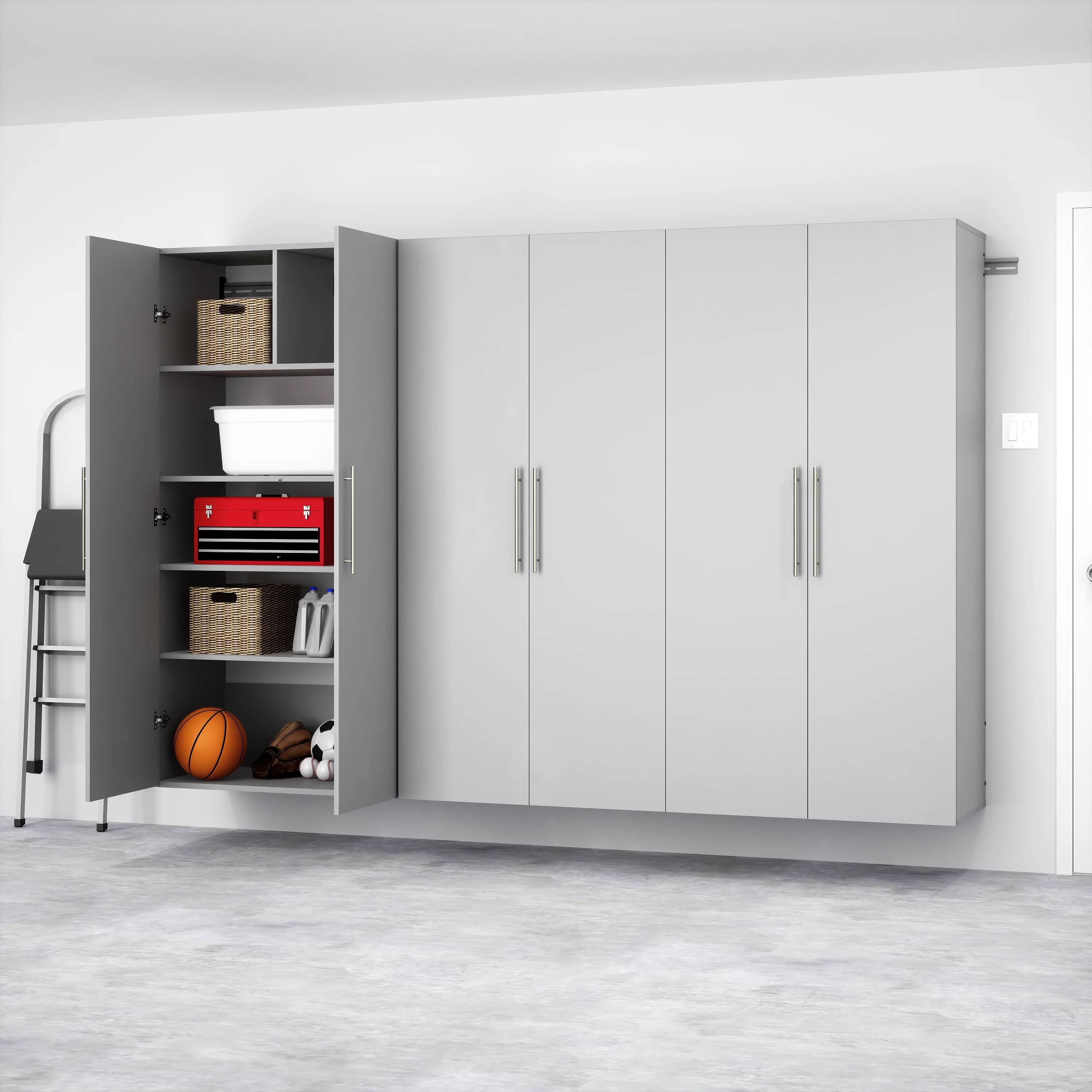 Prepac 3-Piece Extra Large HangUps Storage Cabinet Set, Light Gray - Image 2