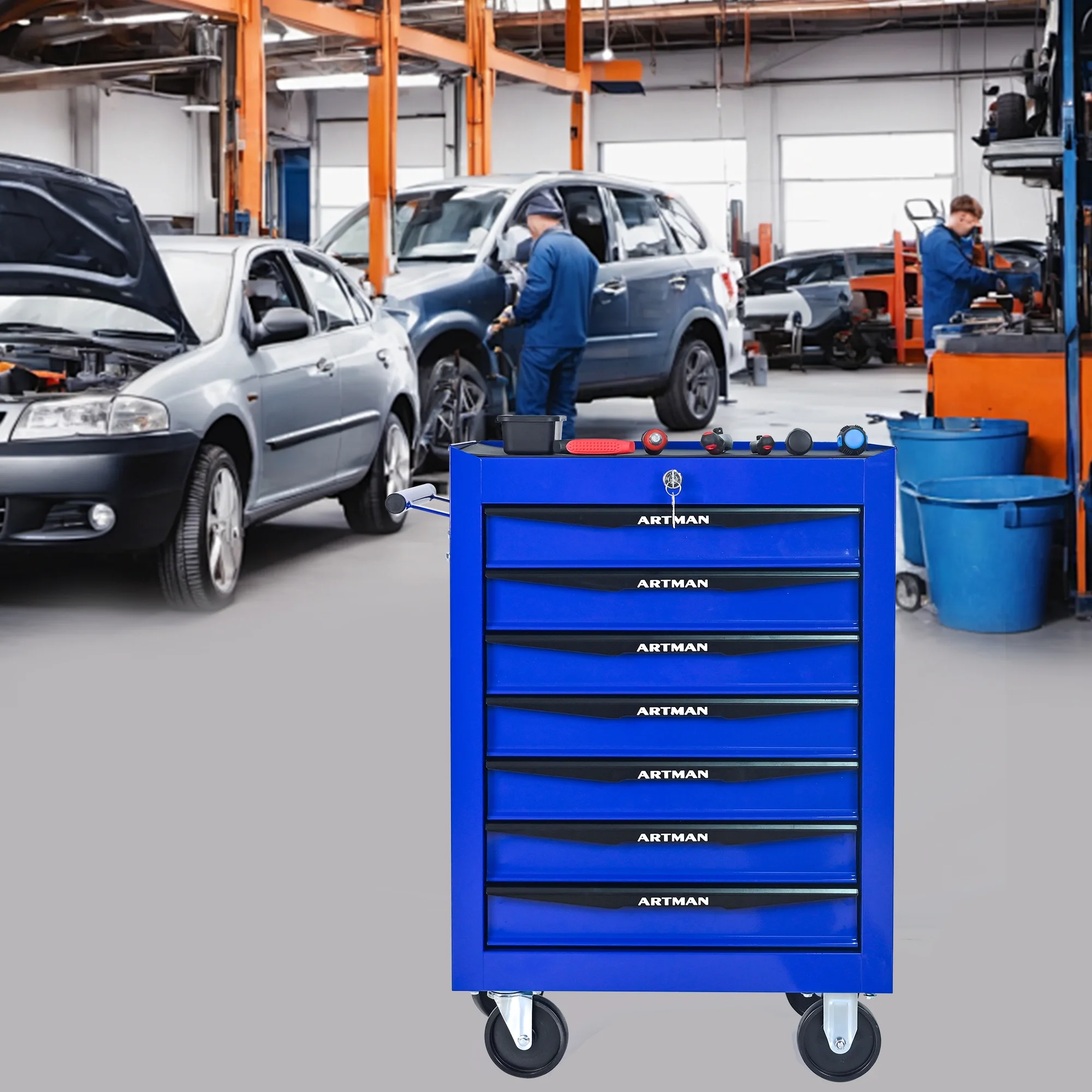 ARTMAN 20" 6-Drawer Tool Chest Cabinet with Ball Bearing Drawer Slides, Steel Tool Storage Box Organizer for Garage Workshop Repair Shop - Image 68