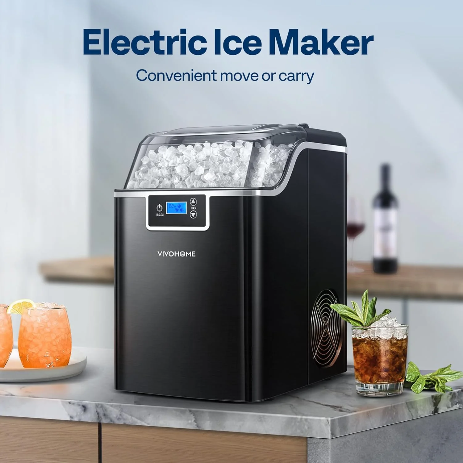 SPECSTAR Nugget Ice Maker Machine, Countertop Ice Maker with Hand Scoop 10 Ice Bags and Self Cleaning Function 44lbs/Day, Silver - Image 12