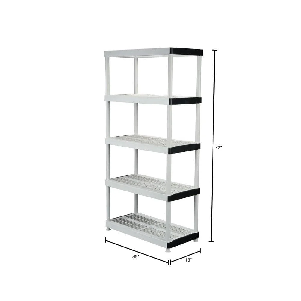 5-Tier Easy Assembly Multi-purpose Plastic Garage Storage Shelving Unit in Gray (36 in. W x 72 in. H x 18 in. D) - Image 3
