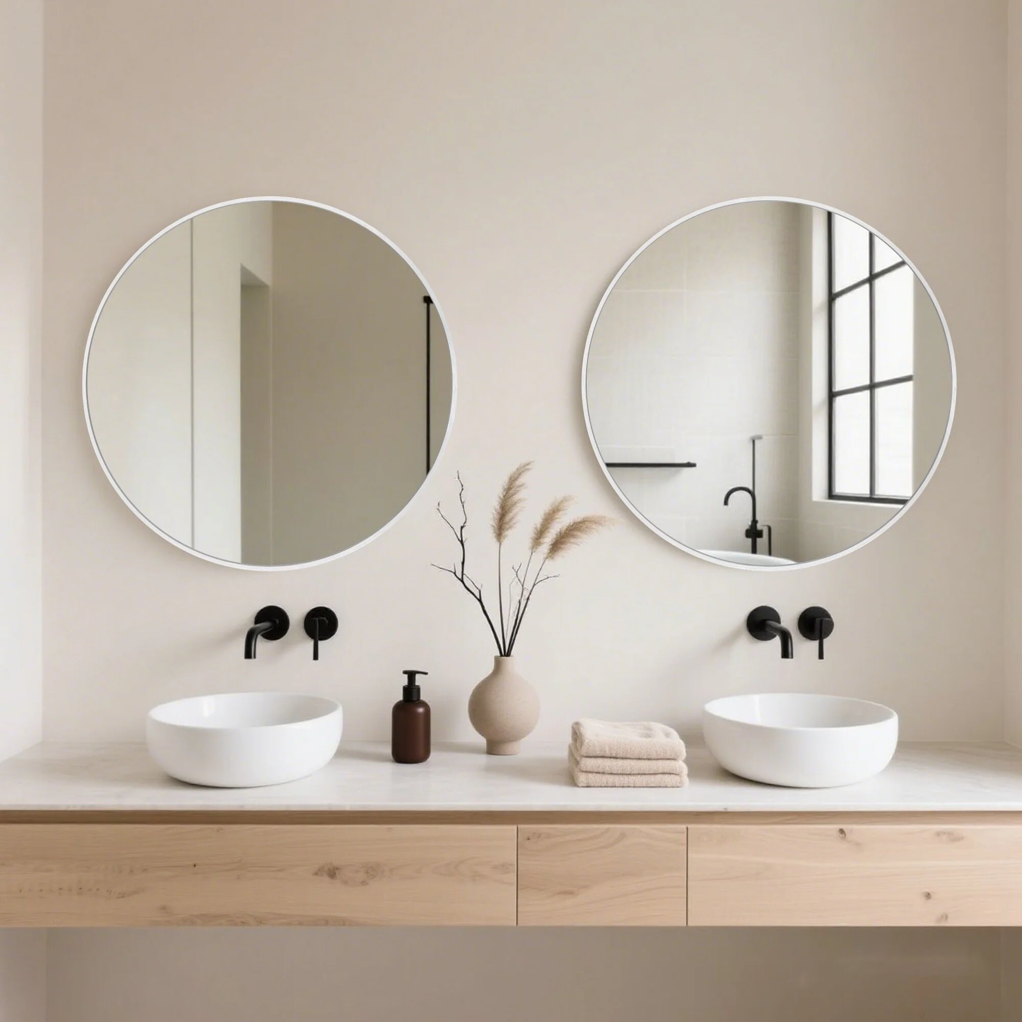 Modern Round Bathroom Vanity Mirror, Wall Mounted Circular Mirror for Bathroom, Bedroom and Home Decor - Image 16