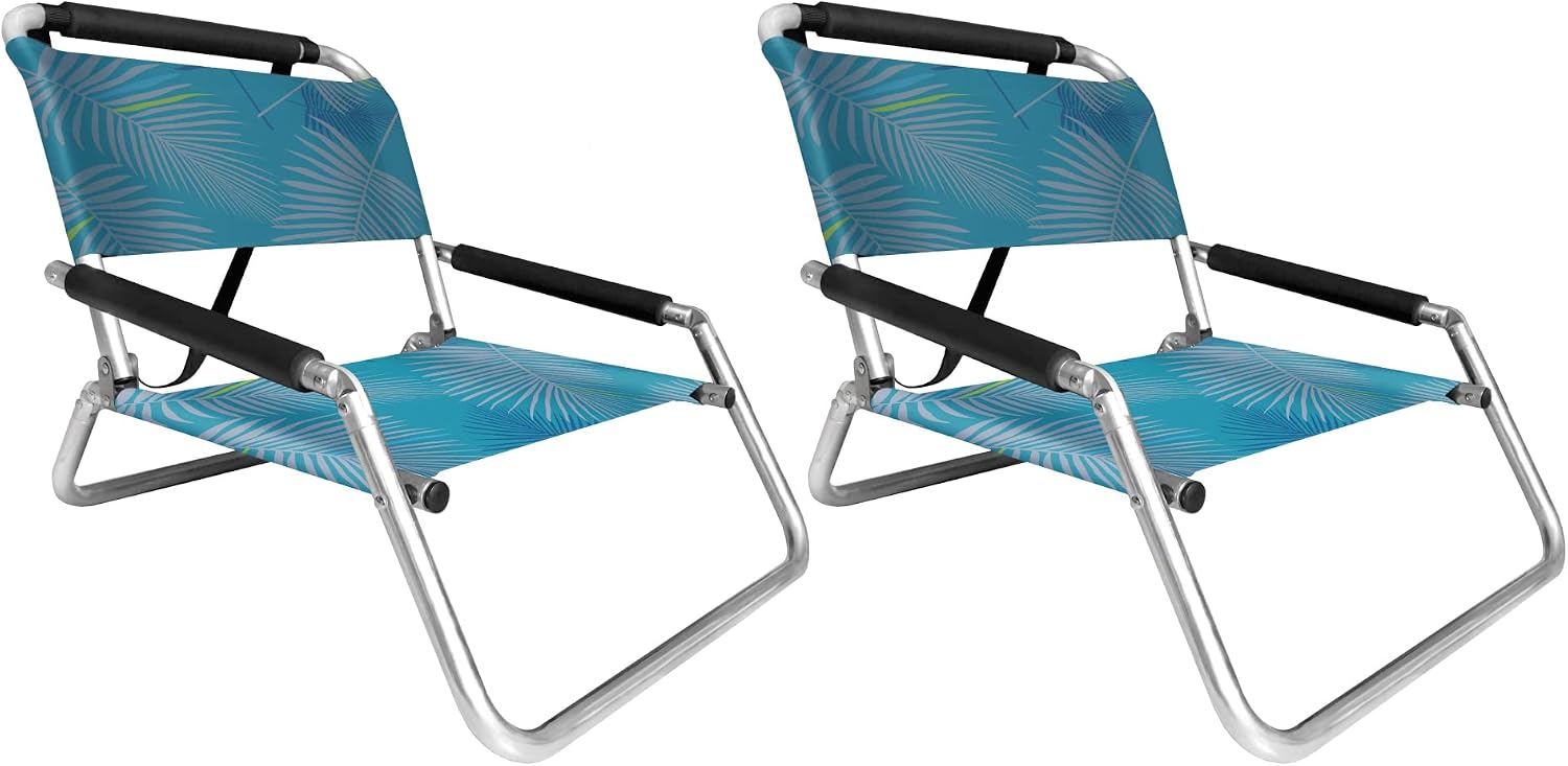 Lightweight Portable Foldable Recliner Beach Chairs, with Slip Pockets and Shoulder Strap, 2 Pack, Black, XL - Image 20