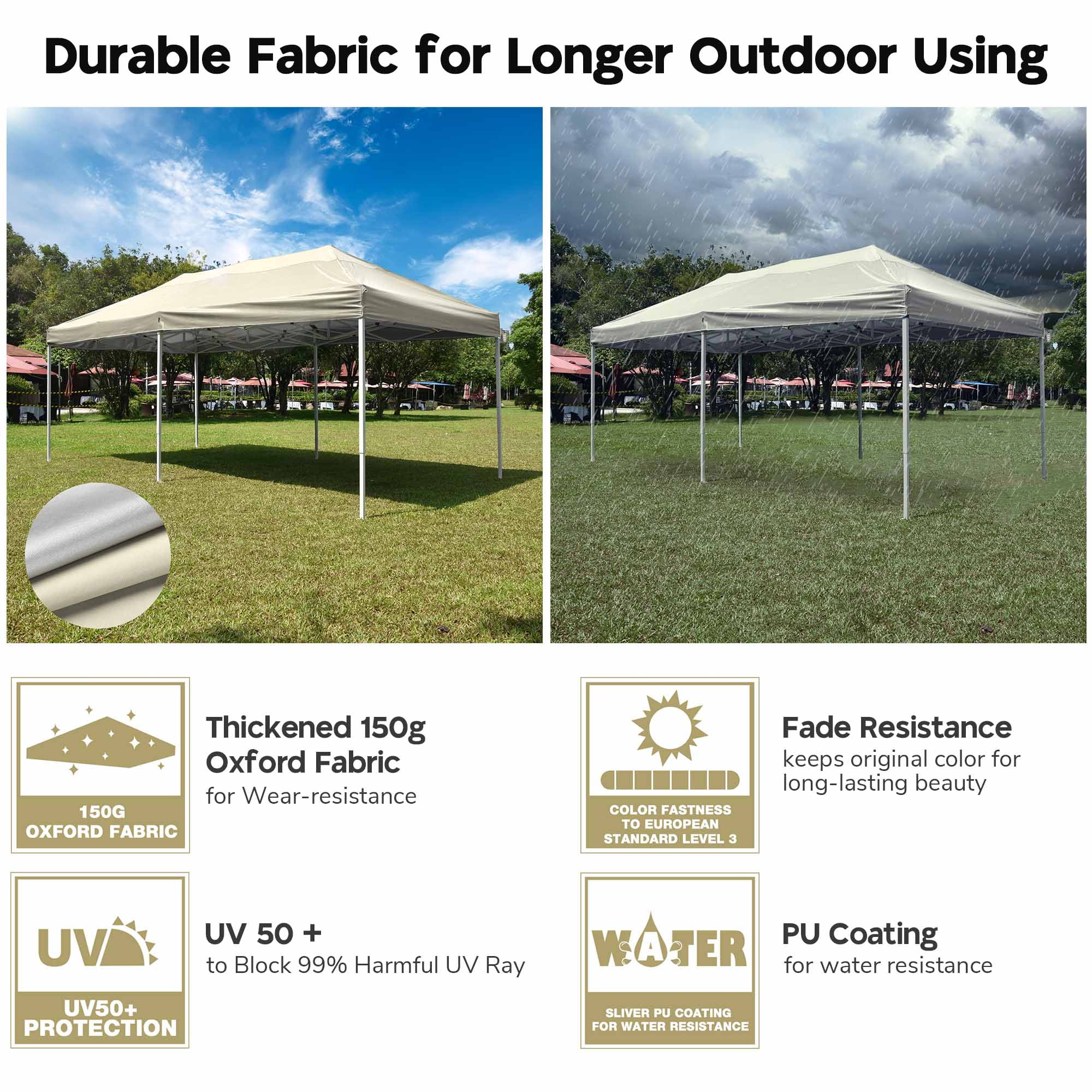 InstaHibit 10x20Ft Replacement Pop up Canopy Top Sunshade Cover Outdoor Patio - Image 4