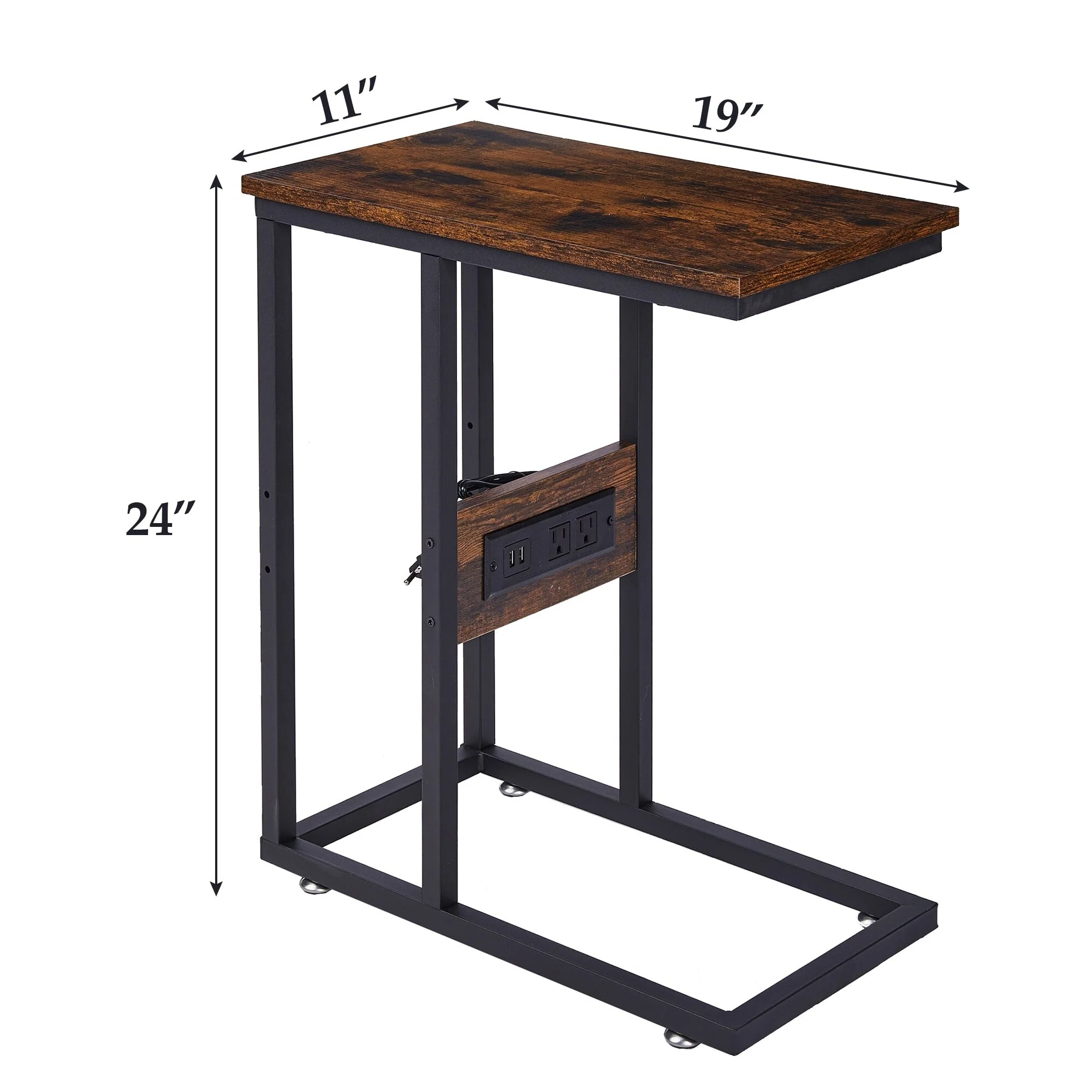 Set of 2 C-Shaped Sofa Side Tables, Small End Tables for Living Room, Bedside and TV Tray - Image 62