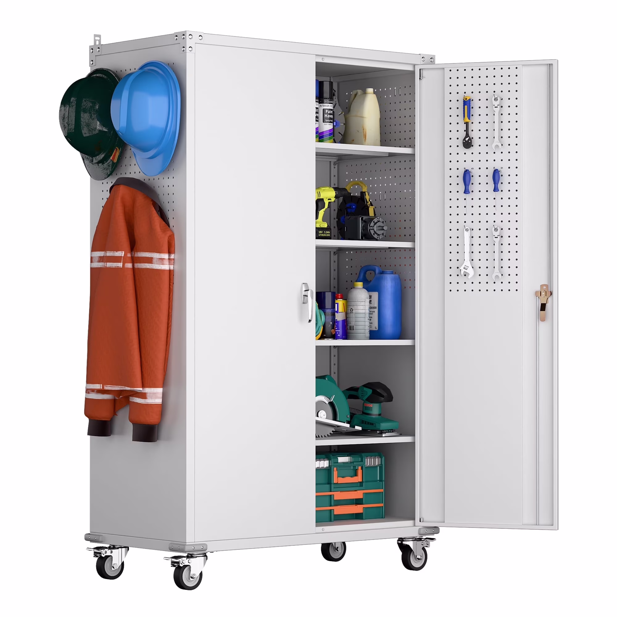 SUPEER 71" Metal Storage Cabinets with Wheels and Pegboards, Industrial Cabinet with 2 Drawers and 2 Adjustable Shelves,, Assembly Required - Image 33