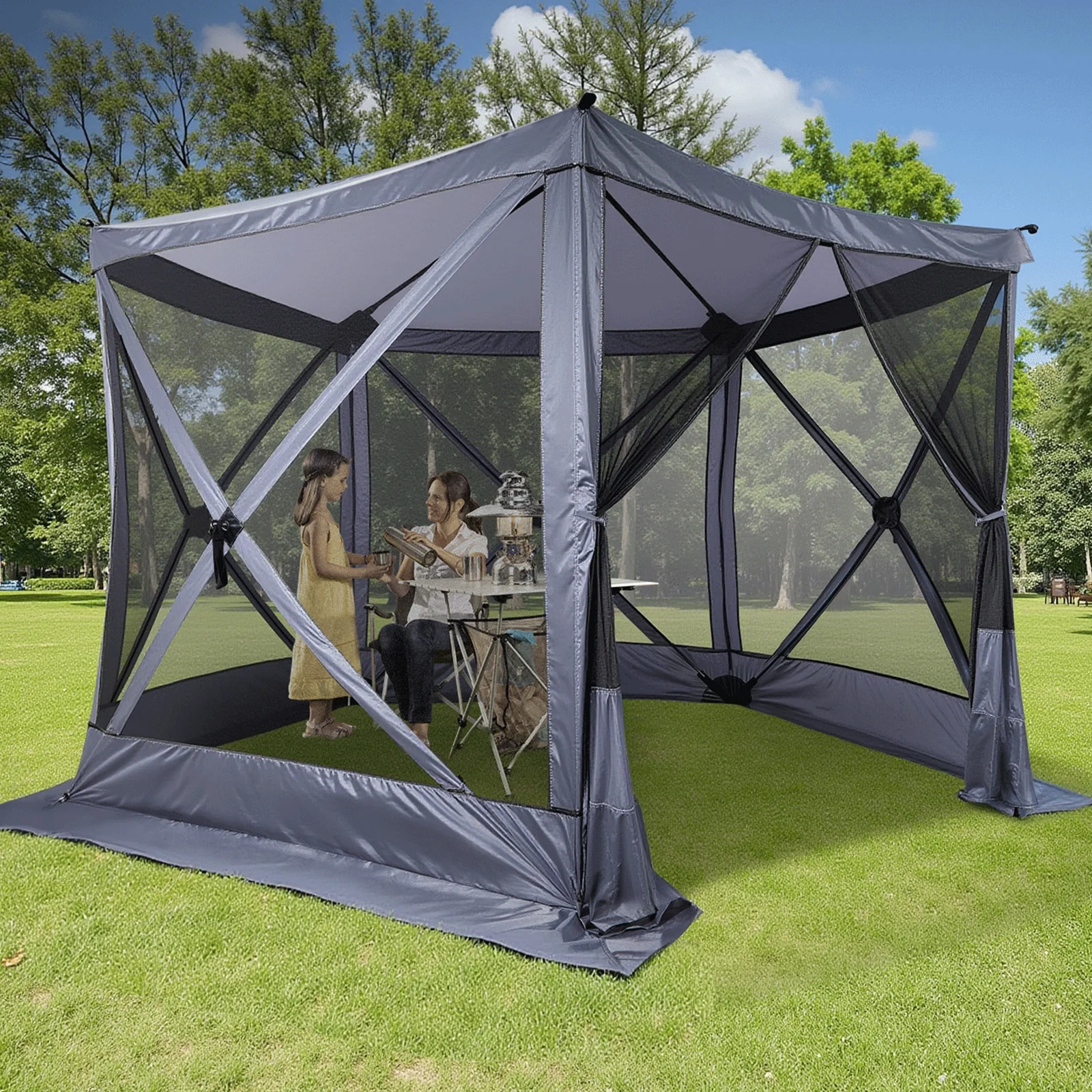UBesGoo 10 x 10 Ez Pop Up Gazebo Canopy Tent with Mosquito Netting for Patio, Camping and Picnic Includes Carry Bag - Image 13