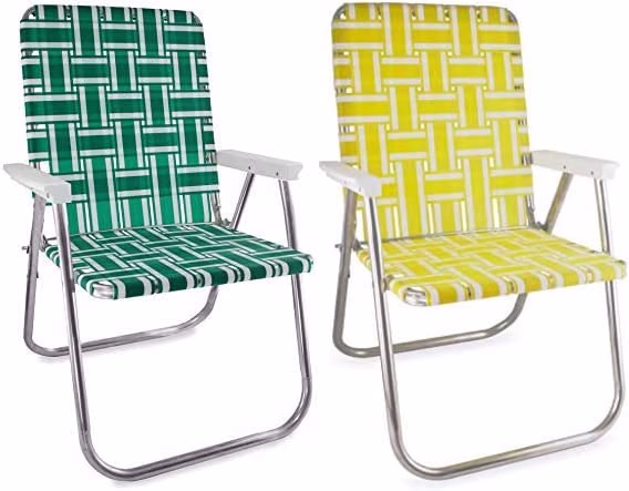 Outdoor Chairs for Camping, Made with Lightweight Aluminum Frames and UV-Resistant Webbing, Folds for Easy Storage, 2-Pack (Green Arms, Classic) - Image 4