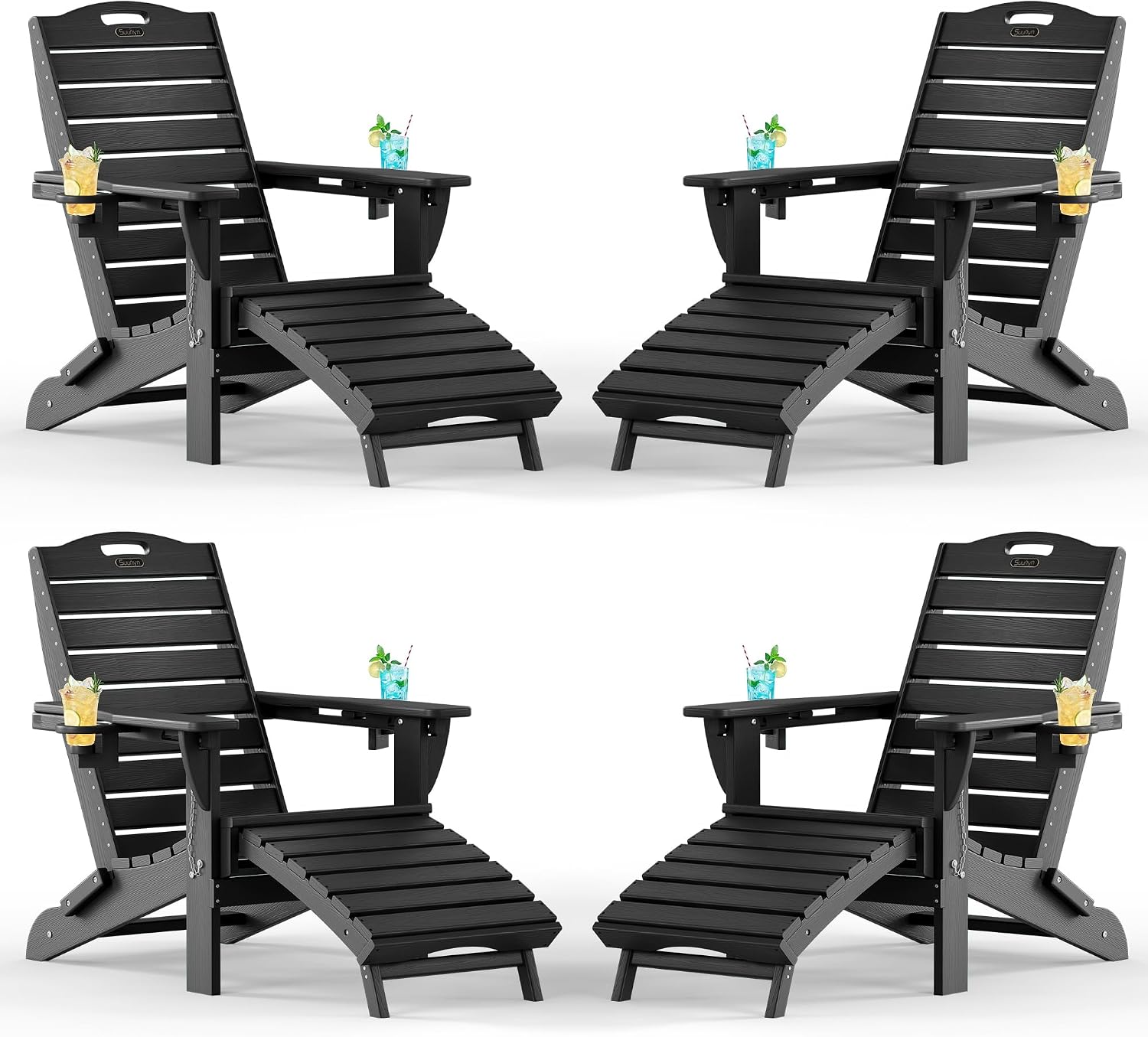 Adjustable Adirondack Chair, Outdoor Fire Pit Chair, Navy Blue - Image 17