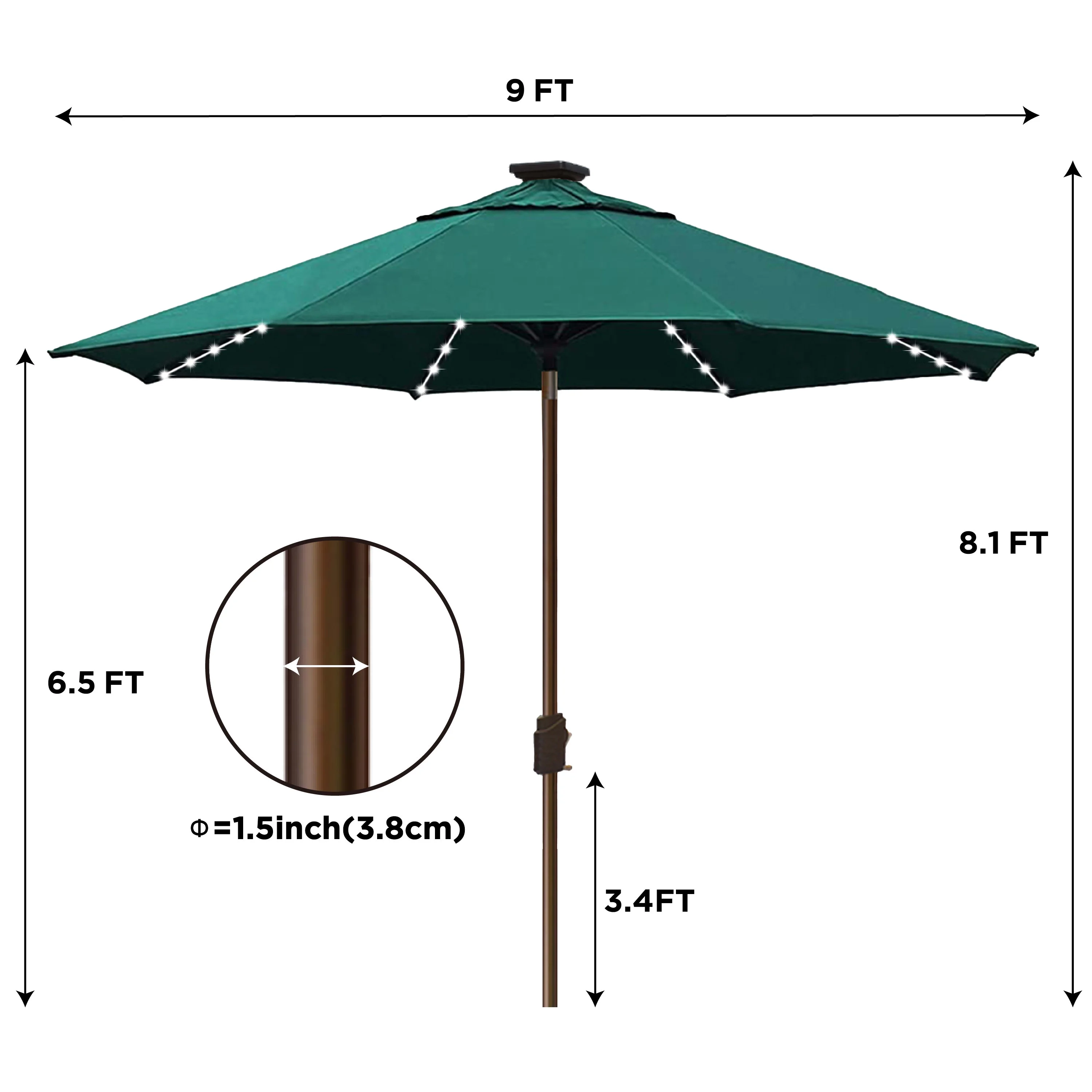 EliteShade Sunbrella Solar Umbrellas 9ft Market Umbrella with 80 LED Lights Patio Umbrellas Outdoor Table Umbrella with Ventilation and 5 Years Non-Fading Top,Ruby - Image 53