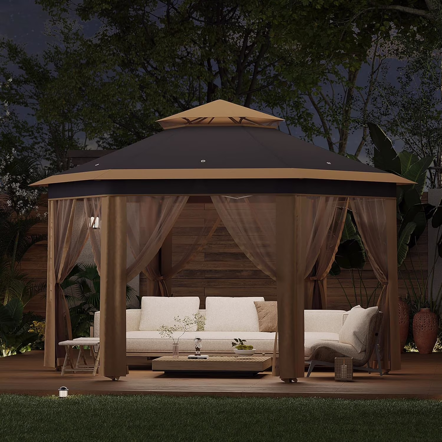 Pop Up Gazebo 13x13ft, Hexagonal Outdoor Canopy Shelter, Instant Patio Gazebo Tent with Mesh Netting and Strong Steel Frame for Patio Backyard Garden Wedding Party - Image 3