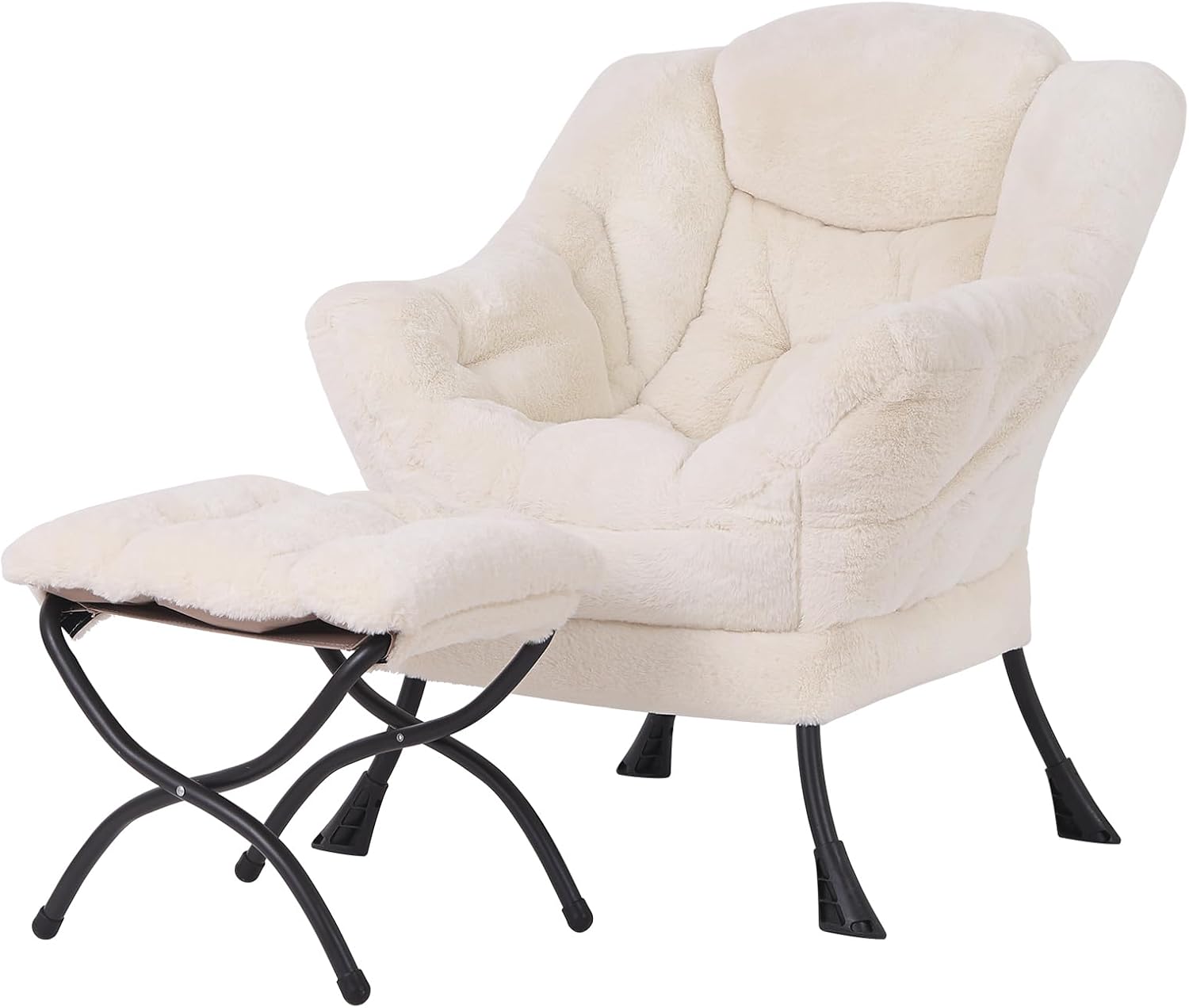 Lazy Chair with Ottoman, Reading Chair with Footrest, Dark Grey - Image 8