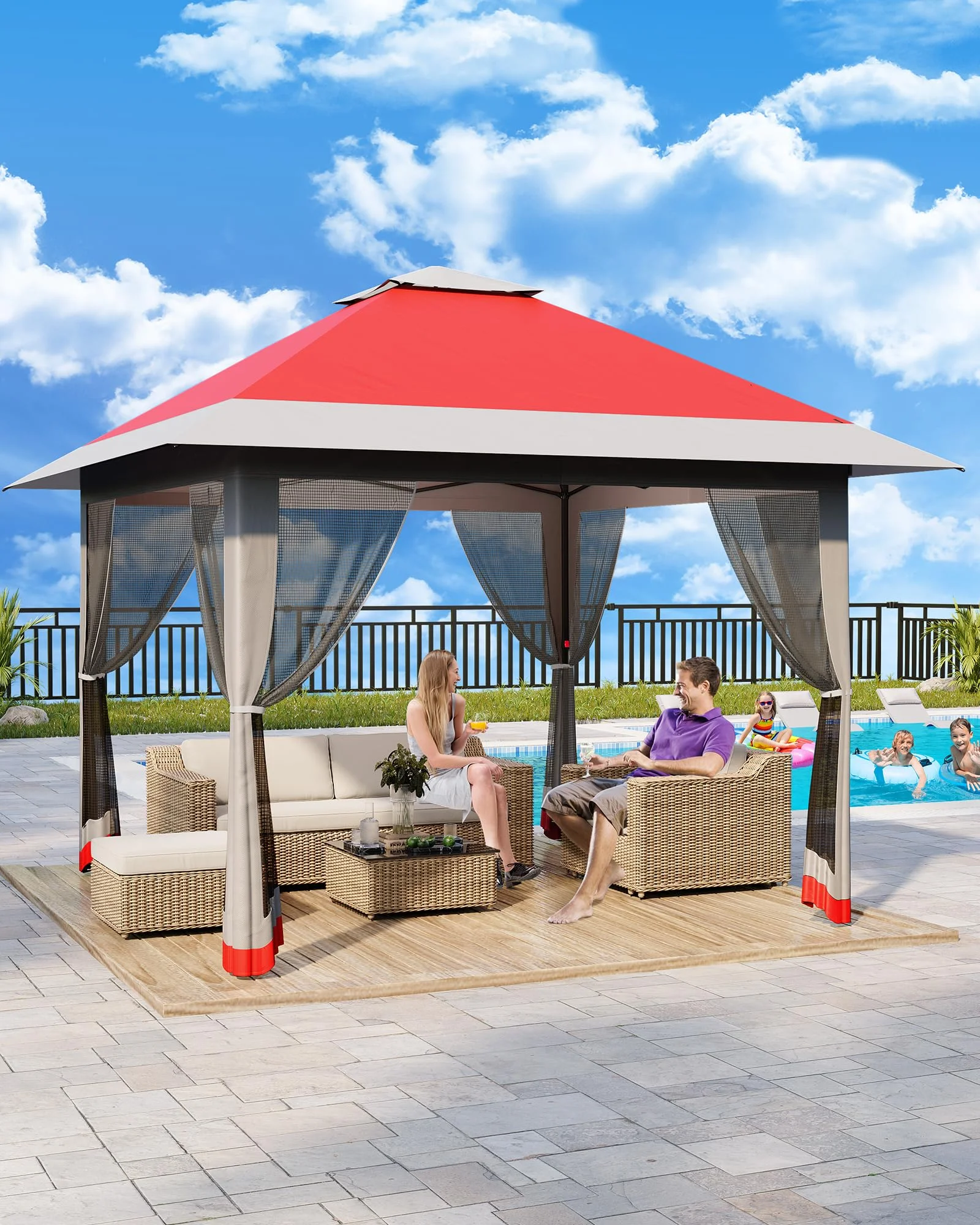 Accreate 13' X 13' Outdoor Patio Gazebo,Outdoor Canopy Tent with Mosquito Netting,Backyard Tent for Party, Wedding, Outdoor Dining, Patio, Backyard - Image 37