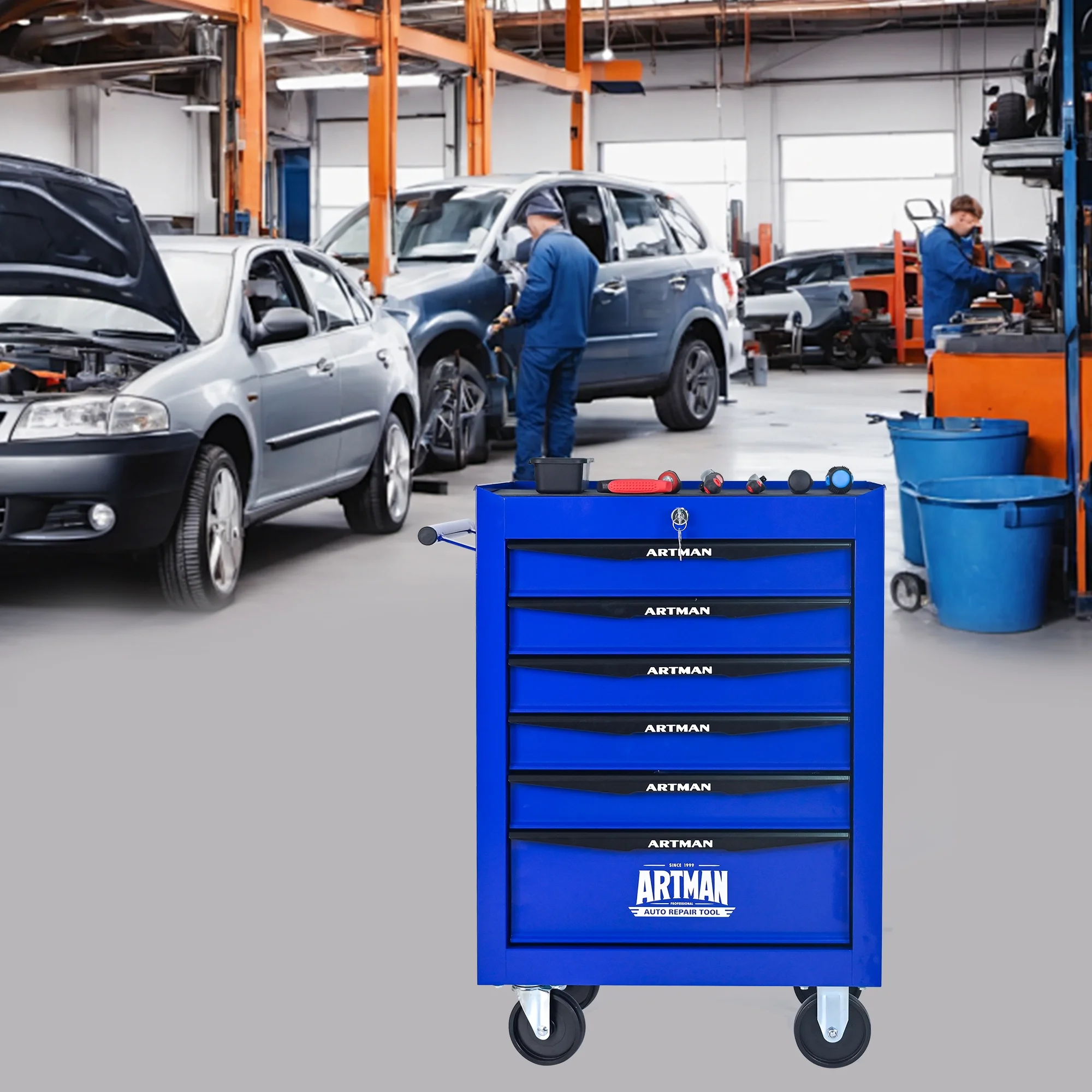 ARTMAN 20" 6-Drawer Tool Chest Cabinet with Ball Bearing Drawer Slides, Steel Tool Storage Box Organizer for Garage Workshop Repair Shop - Image 15