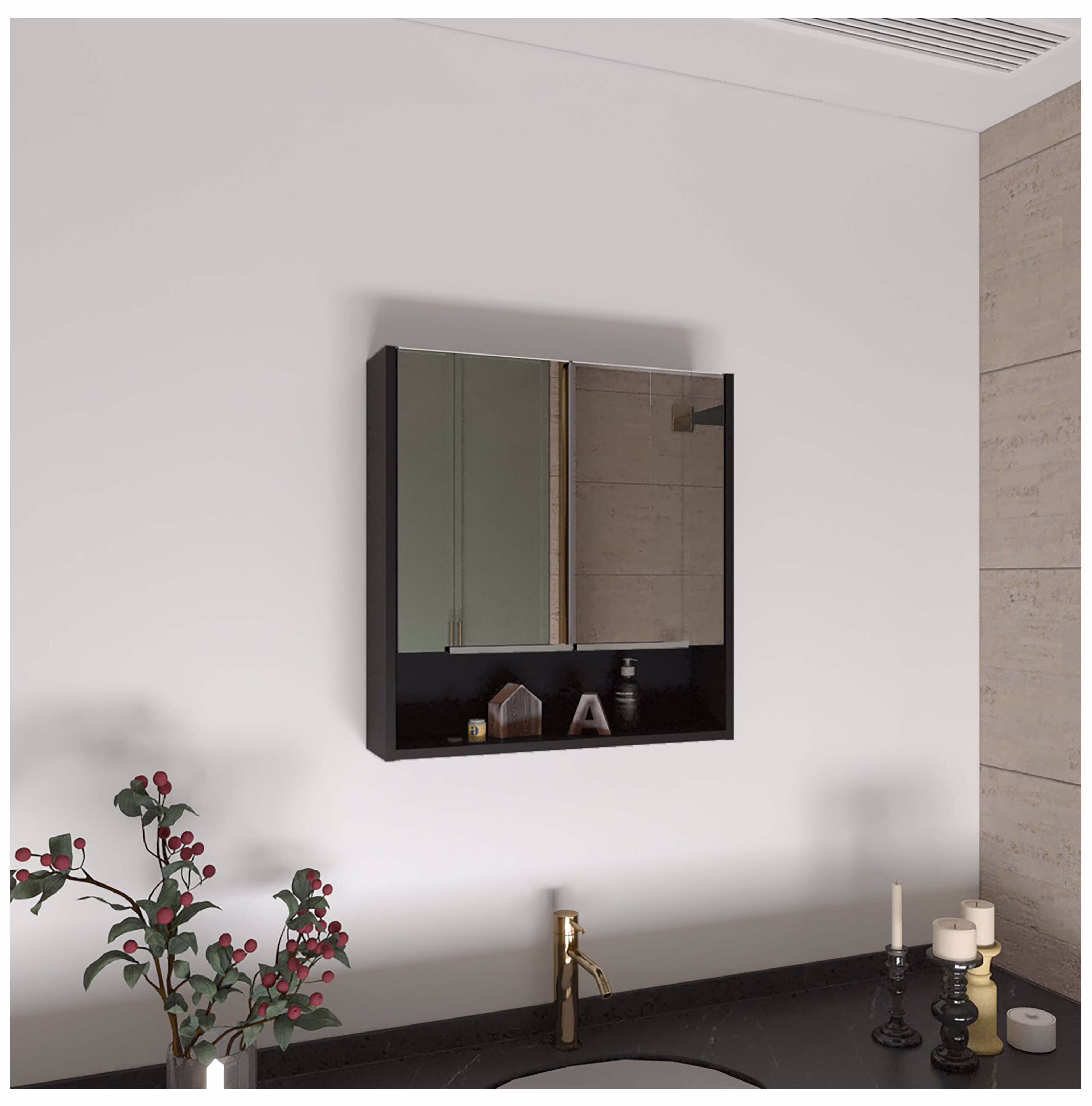 Black Tall Storage Cabinet with 3 Drawers and Adjustable Shelves for Bathroom, Study, Office and Interior, MDF Board with Painted Finish Black + MDF - Image 5