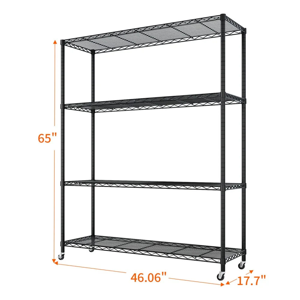 IVV 5-Tier Wire Shelving Unit with Wheels, 3125LBS NSF Heavy Duty Adjustable Metal Storage Rack for Garage,Pantry,Kitchen,Business,Warehouse, 59.06"W x 17.72"D x 74.02"H (Black) - Image 8