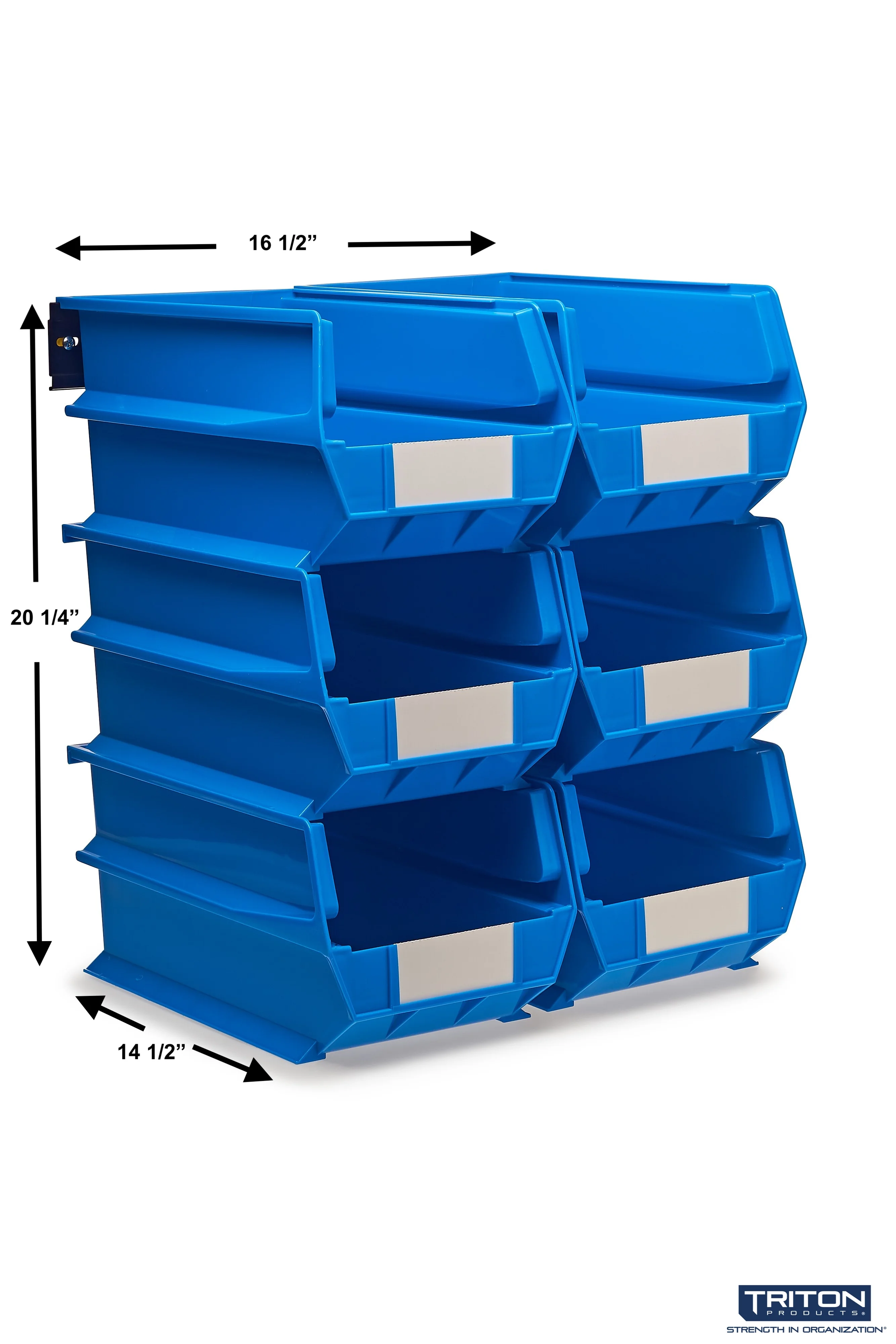 Triton Products LocBin 8-Piece Wall Storage Unit with 14-3/4"L x 8-1/4"W x 7"H Interlocking Poly Bins, 6ct, Wall Mount Rails 8-3/4"L with Hardware, 2pk Organizers - Image 2