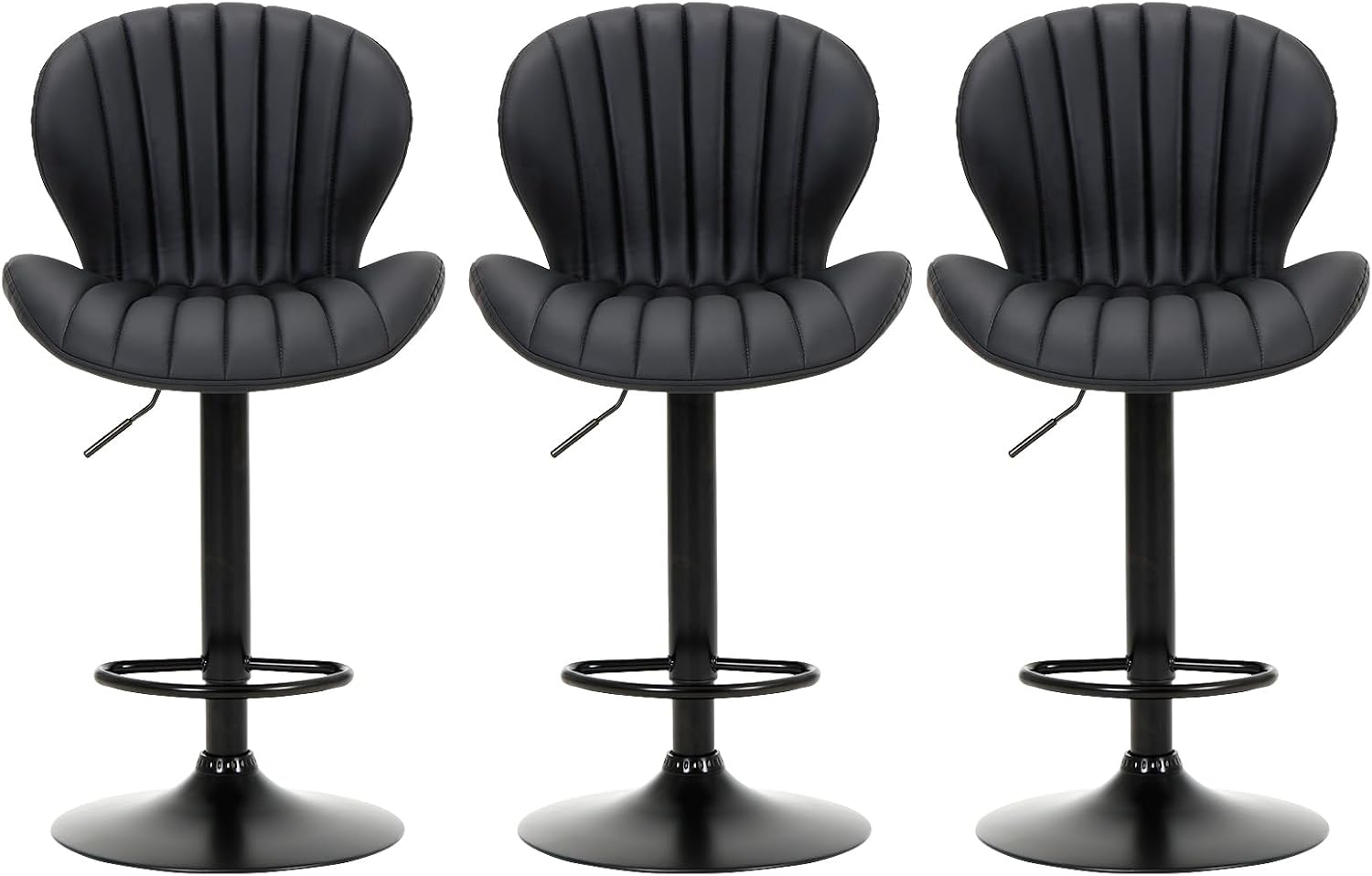 Bar Stools Set of 6, Modern Swivel Bar Chairs, Adjustable Faux Leather Upholstered Barstools Counter Height with High Backrest for Bar, Kitchen Island, Dining Room, Black - Image 13