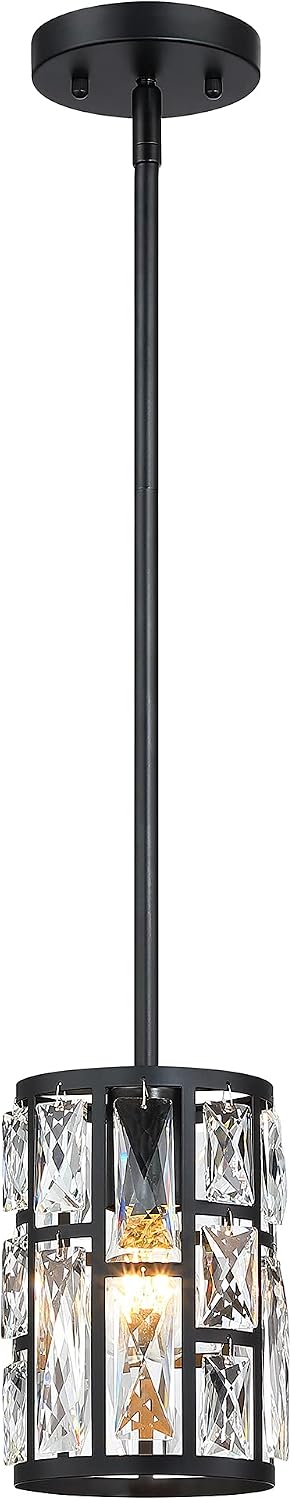 Modern Crystal Pendant Light Fixture 3-Pack, Matte Black Finish Hanging Lighting, Crystal Chandelier for Living Room, Kitchen, Hallway - Image 11