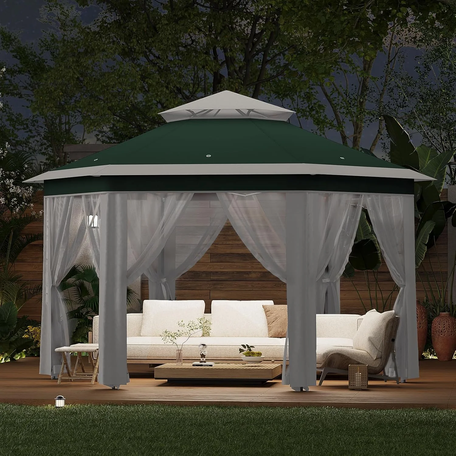 Pop Up Gazebo 13x13ft, Hexagonal Outdoor Canopy Shelter, Instant Patio Gazebo Tent with Mesh Netting and Strong Steel Frame for Patio Backyard Garden Wedding Party - Image 4