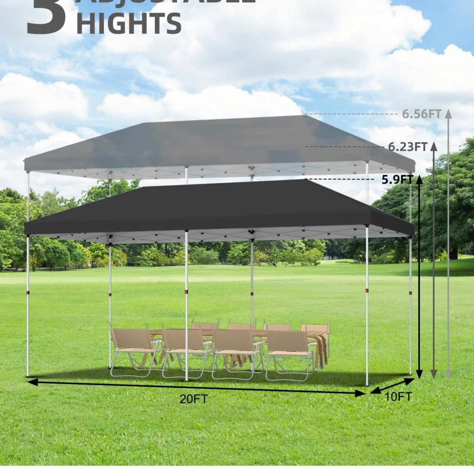 Telyswee 10'x20' Pop Up Canopy, Waterproof & UV Resistant Commercial Instant Canopy Tent Outdoor Events Instant Shelter for Farmer Market, Party, Event, Patio - Image 5