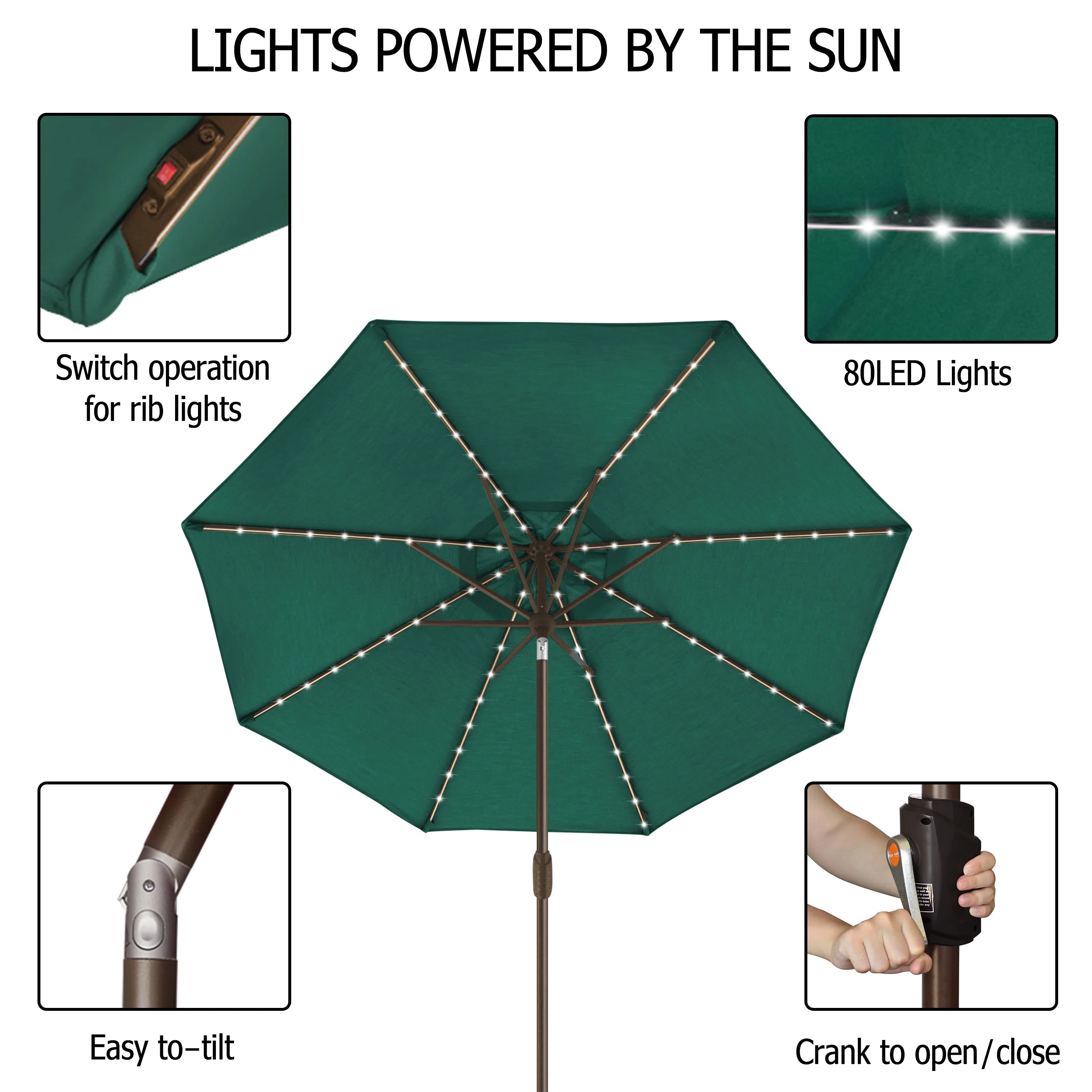 EliteShade Sunbrella Solar Umbrellas 9ft Market Umbrella with 80 LED Lights Patio Umbrellas Outdoor Table Umbrella with Ventilation and 5 Years Non-Fading Top,Ruby - Image 54
