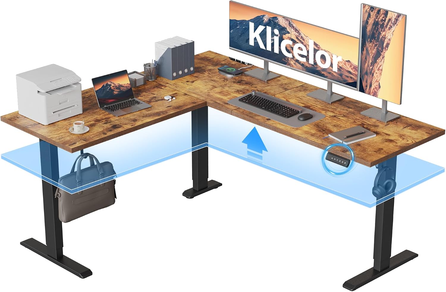 L Shaped Standing Desk 63 x 48 Inch, Electric Height Adjustable Corner Desk for Home Office Workstation, Ergonomic Sit to Stand Computer Table with Memory Controller, Rustic Brown - Image 30