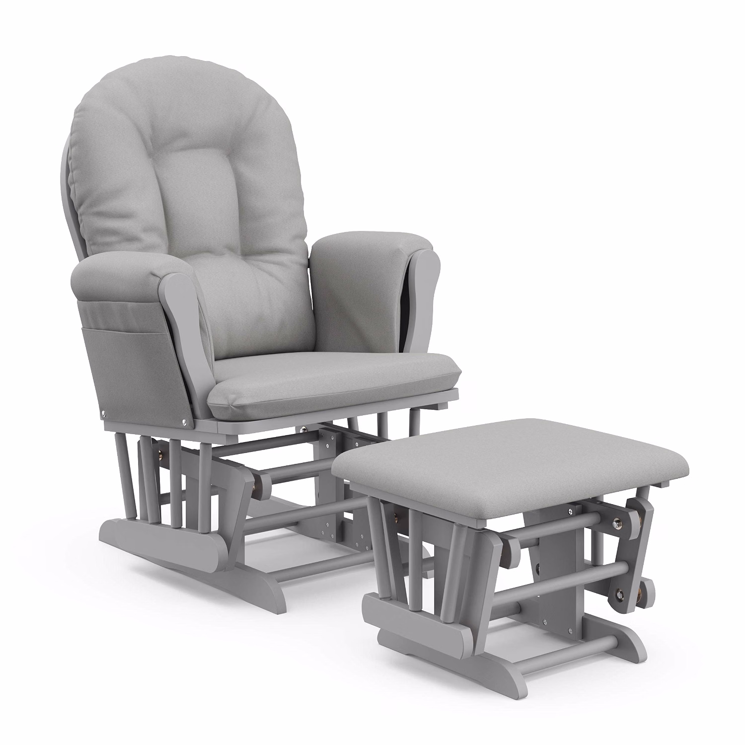 Premium Hoop Glider & Ottoman, Espresso/Gray - Image 2