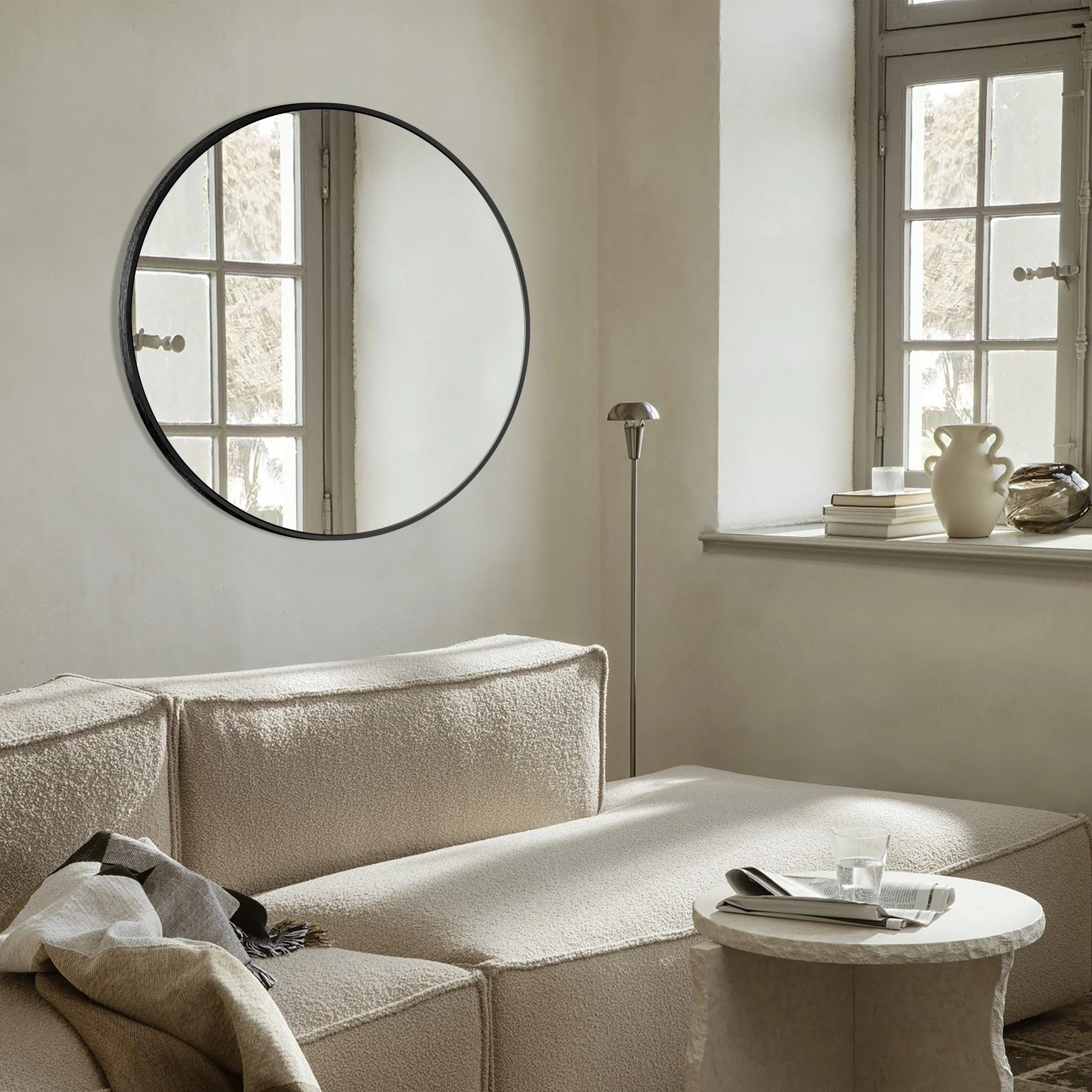 Modern Round Bathroom Vanity Mirror, Wall Mounted Circular Mirror for Bathroom, Bedroom and Home Decor - Image 60