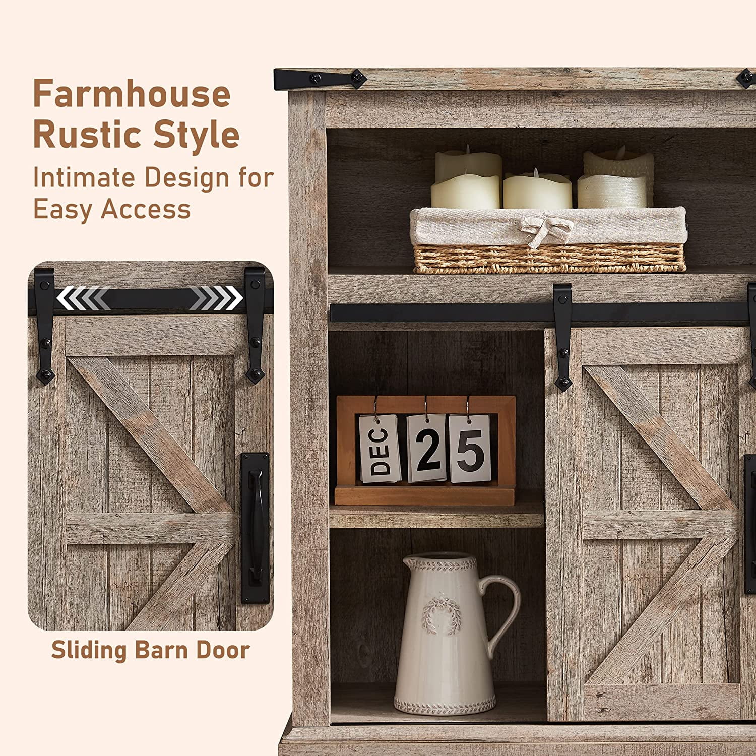 OKD Farmhouse Bathroom Storage Cabinet with 3 Drawers and Adjustable Shelves Wooden Rustic Accent Entryway Cupboard, Antique White - Image 22