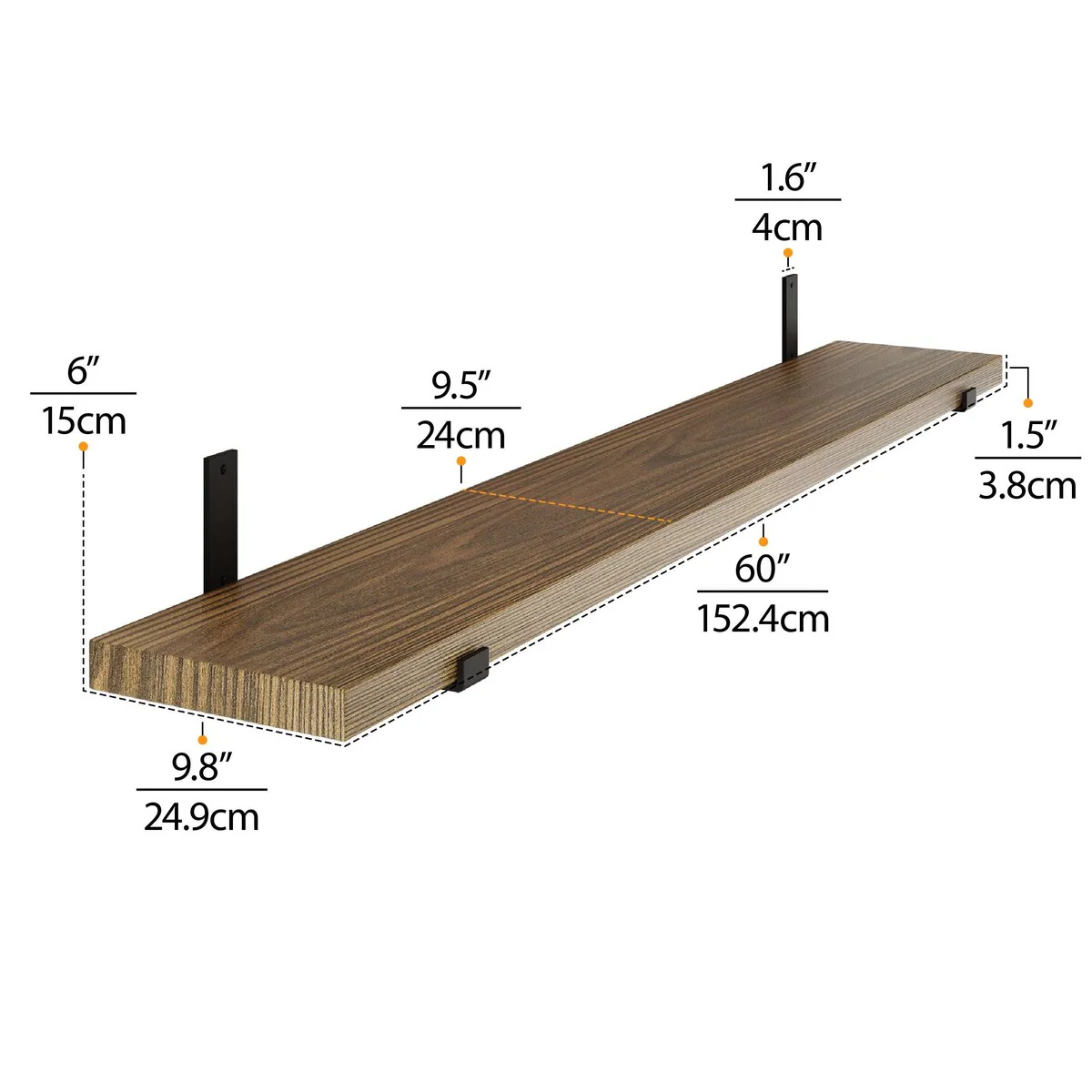 60 Inch Floating Wall Shelf, 9.25" Deep Wall Mounted Storage Shelf for Living Room, Bedroom and Home Decor - Image 5