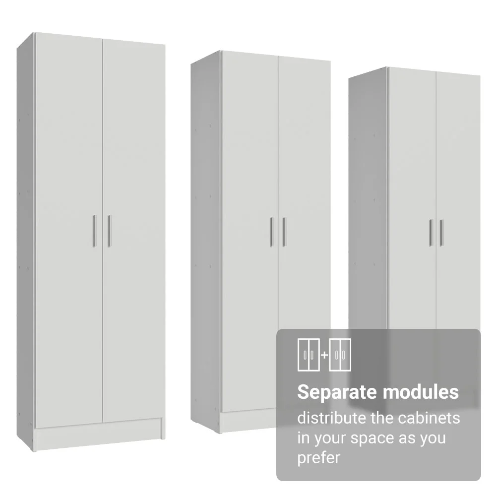 Madesa Garage Set 3 Pantry Storage Cabinet with 15 Utility Shelves 71"L Wooden Organization Unit for Garage - White - Image 5