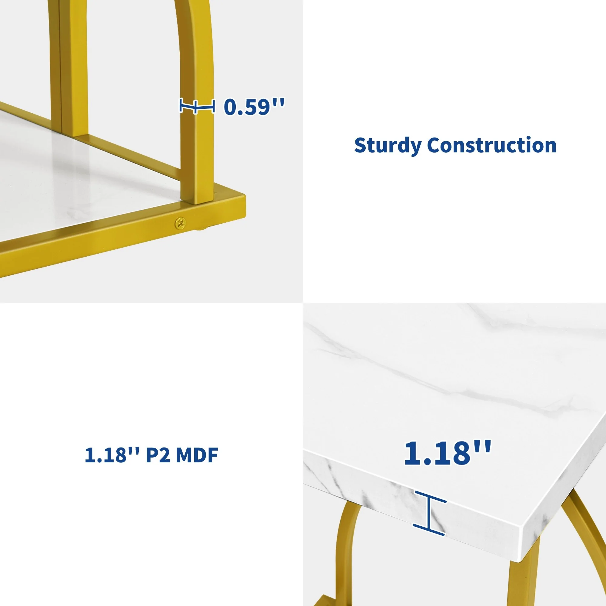 Modern Gold Console Table with Marbled Top, Sofa Table for Entryway and Hallway - Image 18