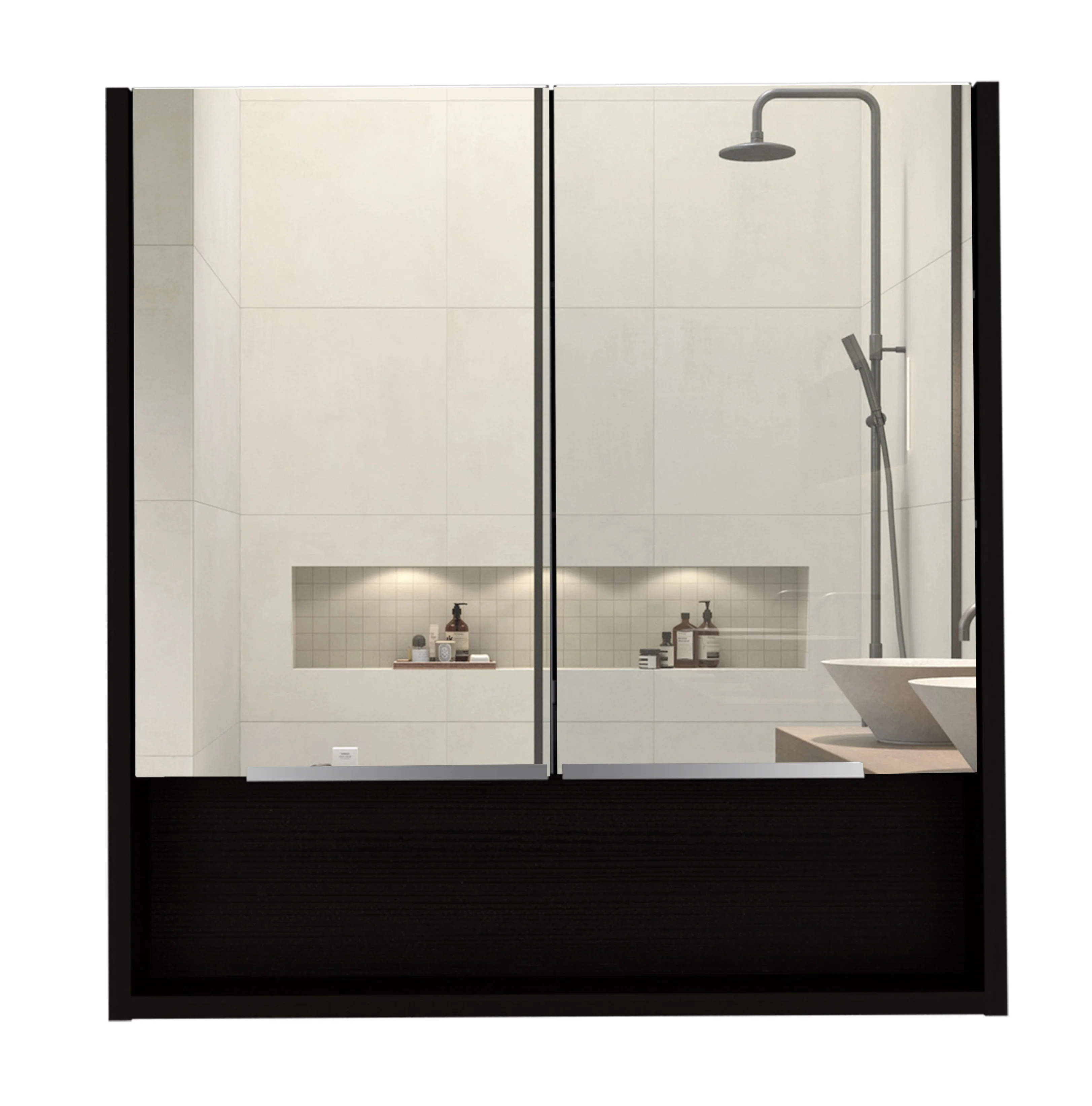 Black Tall Storage Cabinet with 3 Drawers and Adjustable Shelves for Bathroom, Study, Office and Interior, MDF Board with Painted Finish Black + MDF - Image 14