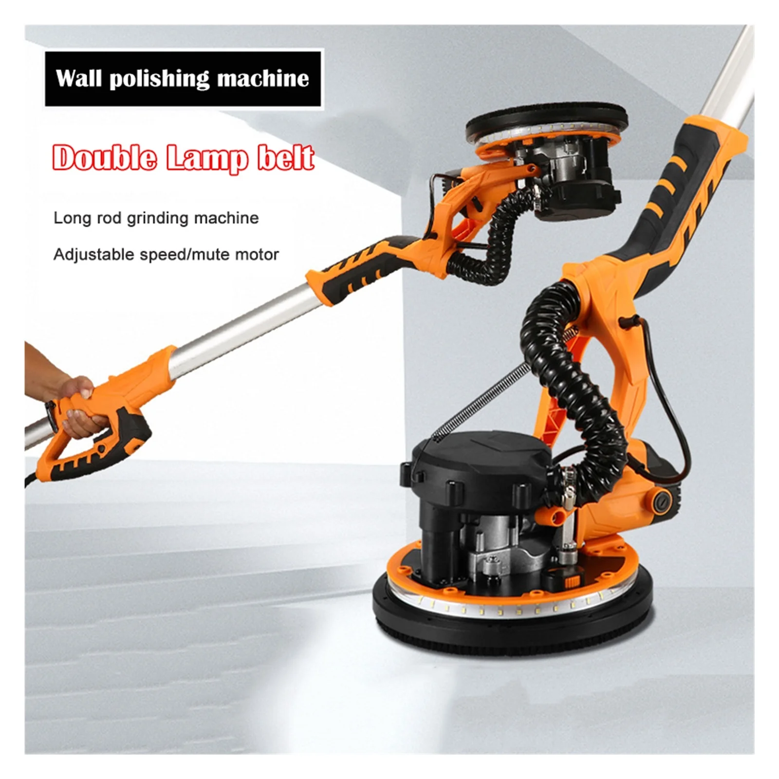 9-inch Electric Drywall Sander 225MM Wall Grinding Machine Putty Dustless Self -vacuum LED Long Rod Polishing Sand Paper Machine ,Low Vibration - Image 3