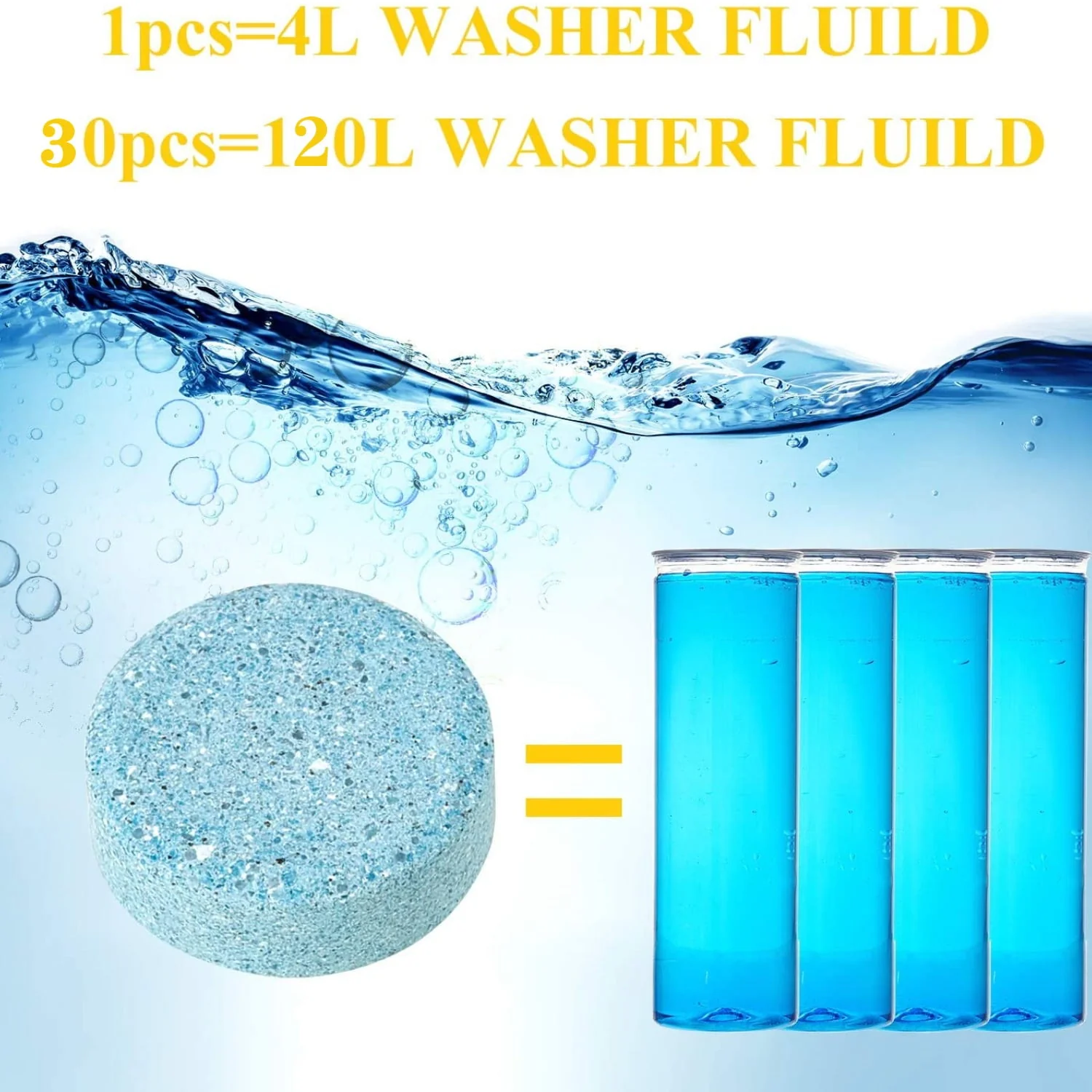 30 Pieces Car Effervescent Washer, Multifunctional Car Windshield Glass Concentrated Clean Washer Tablets, Glass Solid Wiper Cleaning Tablets for Car Kitchen Window - Image 4