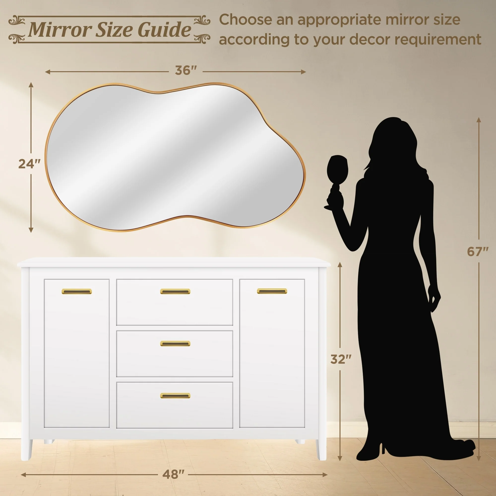 Asymmetrical Irregular Wall Mirror, Modern Decorative Accent Mirror for Living Room, Bedroom and Entryway - Image 29