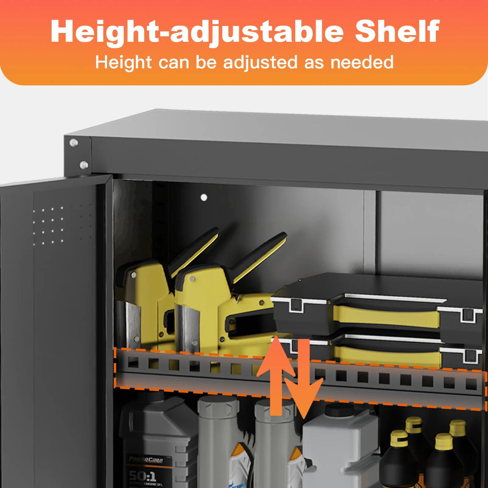 Garage Wall Cabinet, Metal Wall Cabinet with Lockable Doors, 26" Tall Wall Cabinet with Adjustable Shelf,Garage Storage Cabinets Shelf with Anti-fall Rails for Garage, Storage Room - Image 3