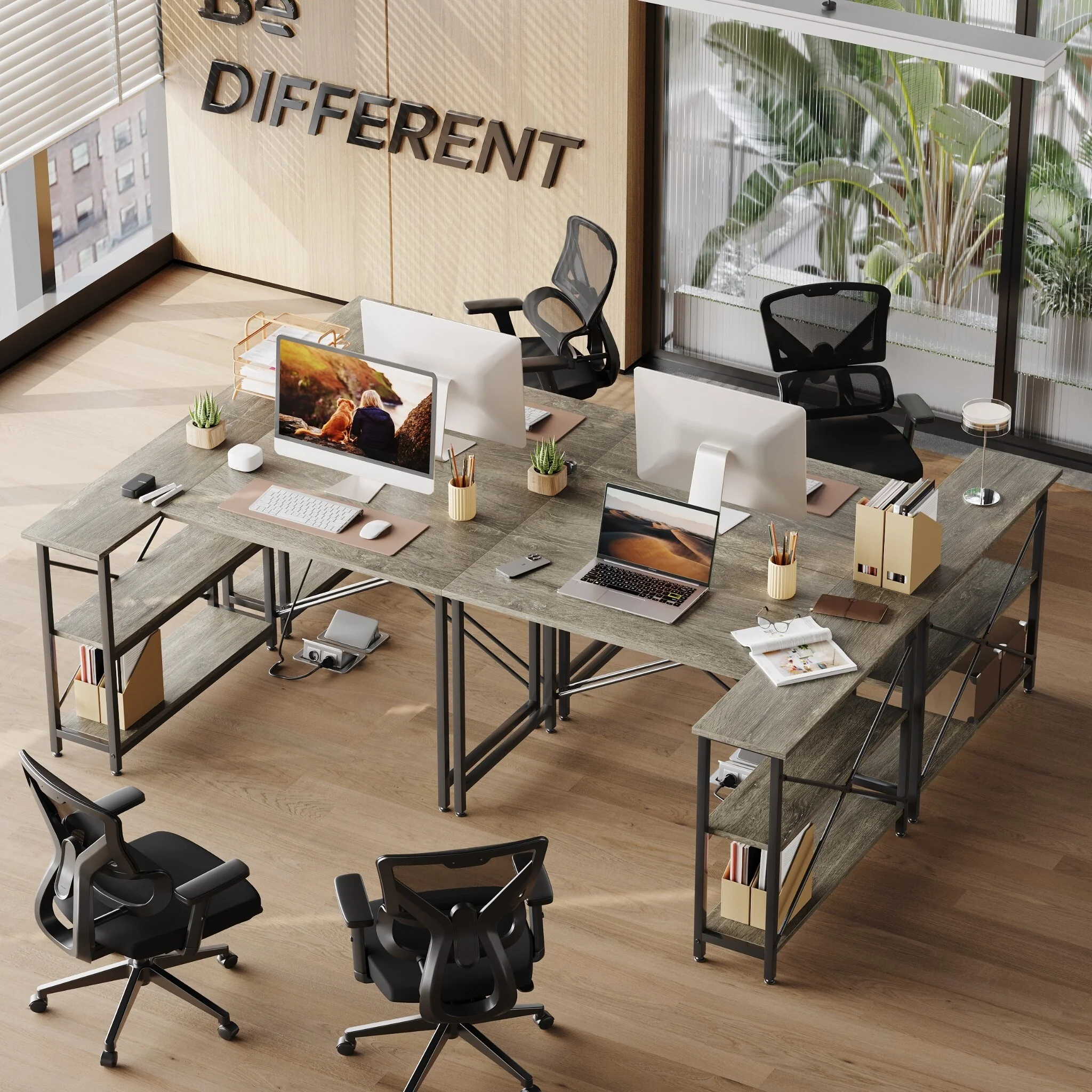 Small L Shaped Computer Desk with Storage Shelves, Compact Corner Workstation for Home Office and Study - Image 98
