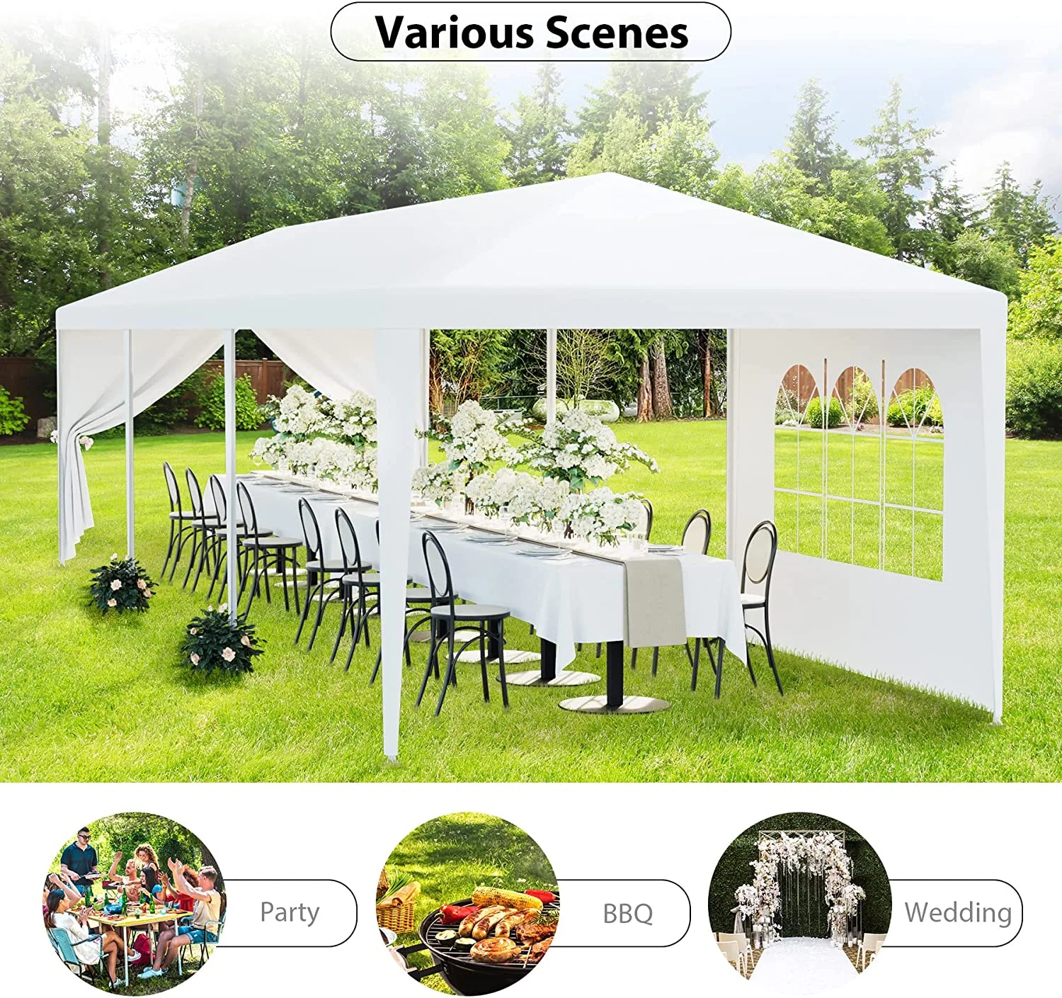 SLSRFD 10'x30' Outdoor Canopy Tent Patio Camping Gazebo Shelter Pavilion Cater Party Wedding BBQ Events Tent w/Removable Sidewalls - Image 4