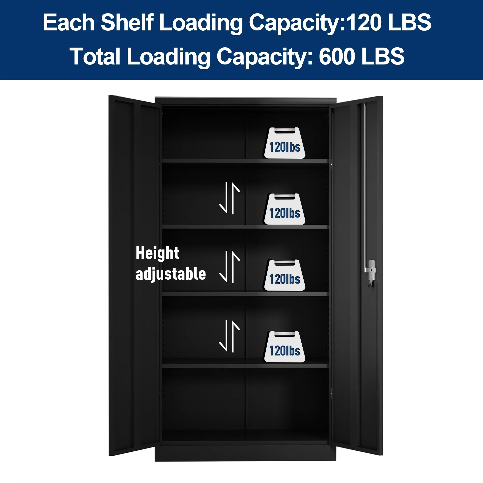 GAEANET 2 Door Metal Storage Cabinet with 5 Adjustable Shelves &Pegboard, 71" H-32" W-16" D Locking Steel Garage Cabinet, for Garage,Office,Home,Gym,School, File Cabinet,Assembly Required, Black - Image 72