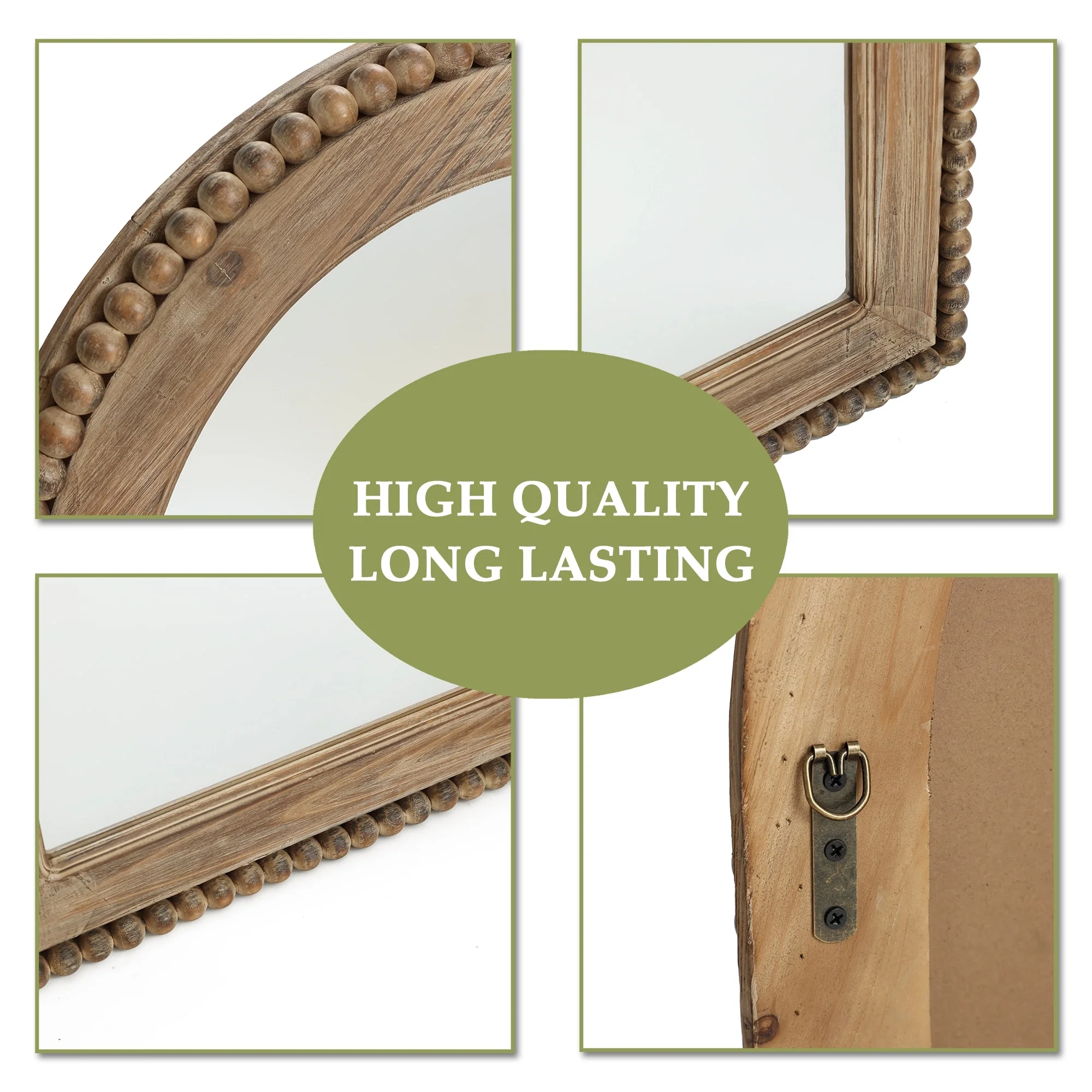 Wood Framed Arch Window Wall Mirror, Bathroom Wall Mirror - 39.25 H x 25.87 W x 1.5 D - Image 8