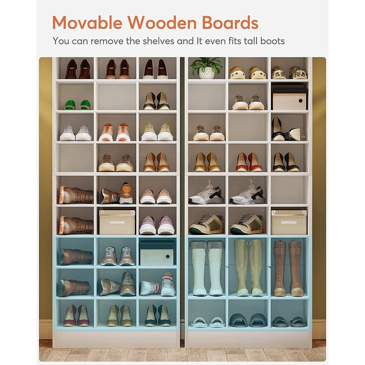 10-Tier Tall Shoe Cabinet, 30-Pair White Wood Shoe Storage Rack for Entryway and Closet - Image 22