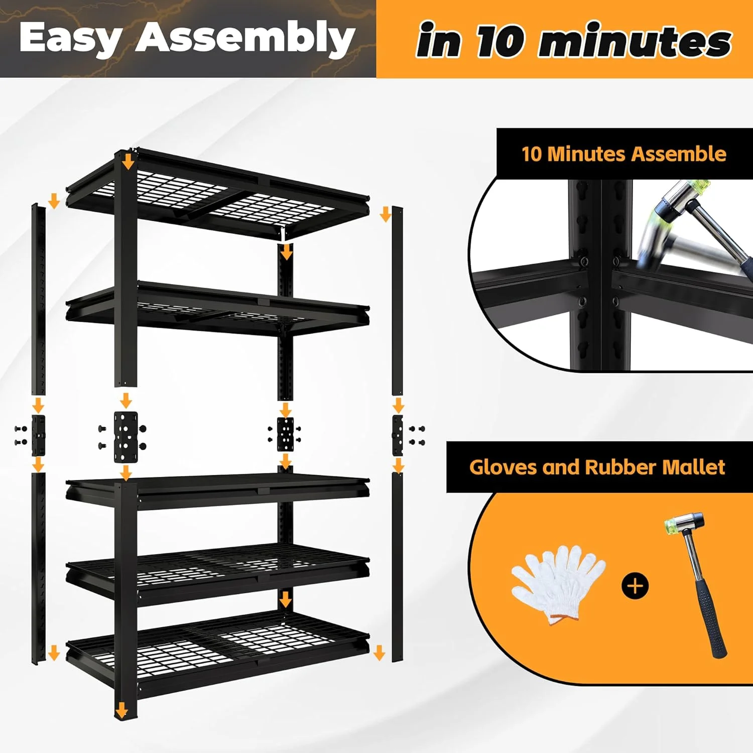 Heavy Duty Wire Storage Shelves -C Adjustable Industrial Metal Shelving Unit -C Utility Shelf for Garage, Warehouse, Basement, Pantry, Commercial - Image 15