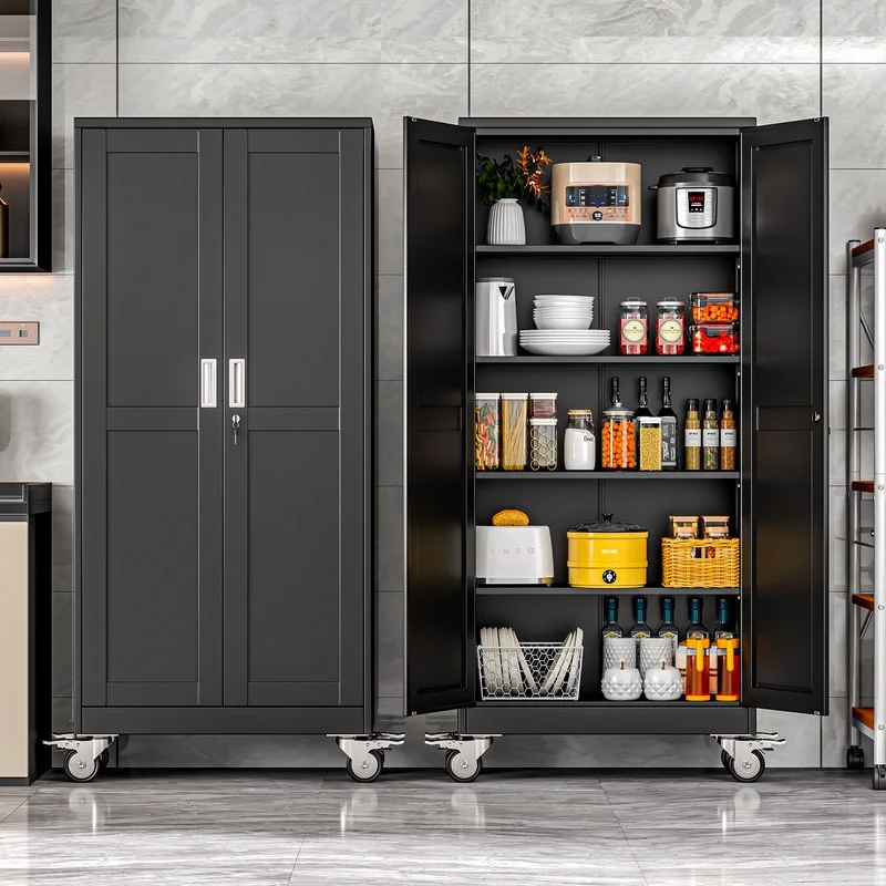 Erosoei 75"H Metal Garage Storage Cabinet with Wheels, Tool Storage Cabinet with 5 Adjustable Shelves - Image 17