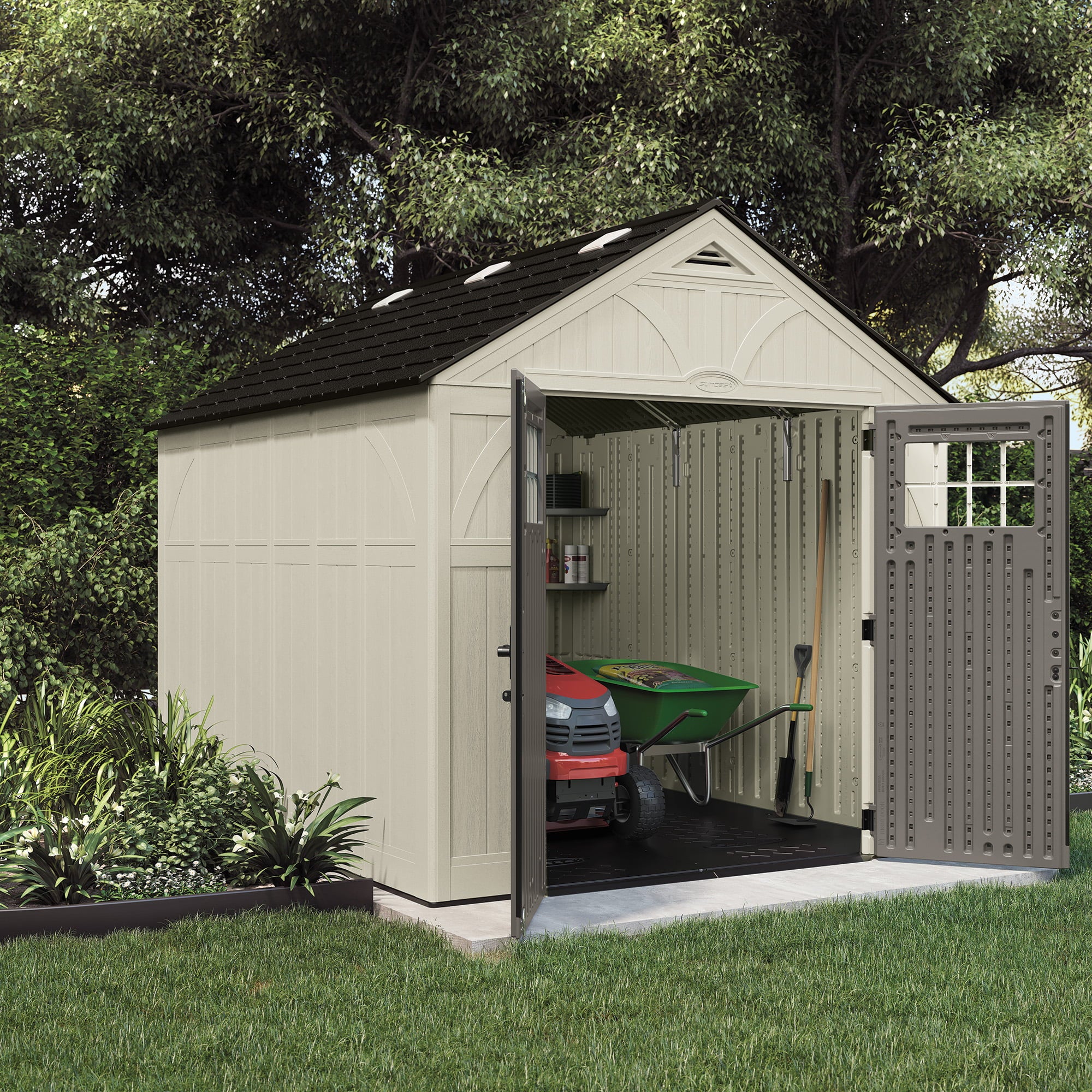 8 x 10 ft. Metal and Resin Storage Shed, Vanilla - Image 2