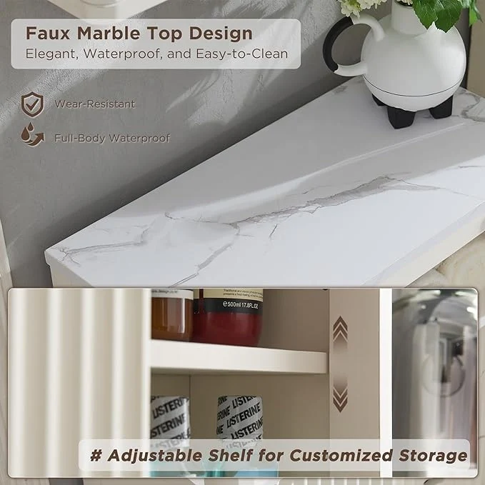 Modern Bathroom Wall Cabinet, Wall Mounted Medicine Storage Organizer with Shelves for Home Organization - Image 18