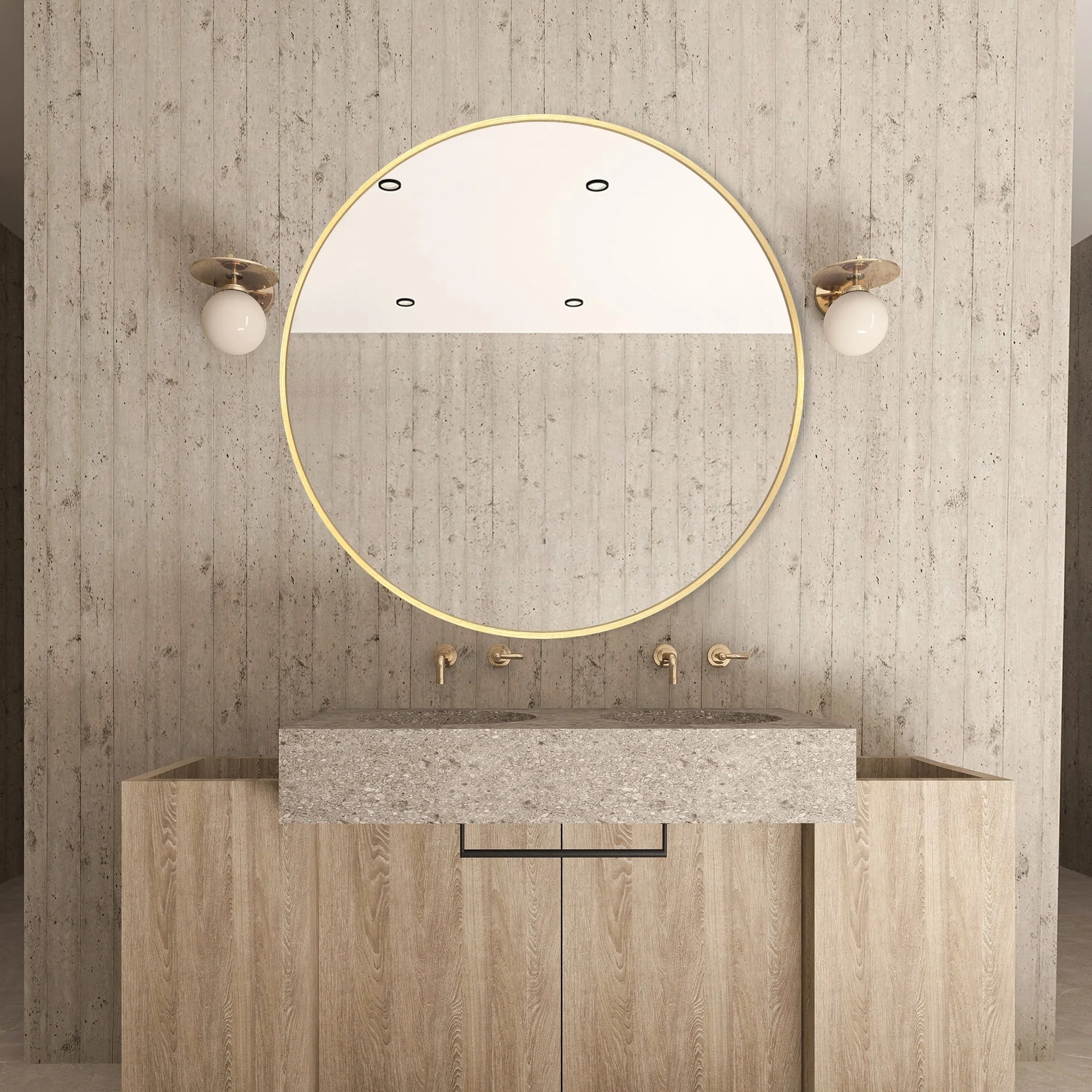 Modern Round Bathroom Vanity Mirror, Wall Mounted Circular Mirror for Bathroom, Bedroom and Home Decor - Image 49