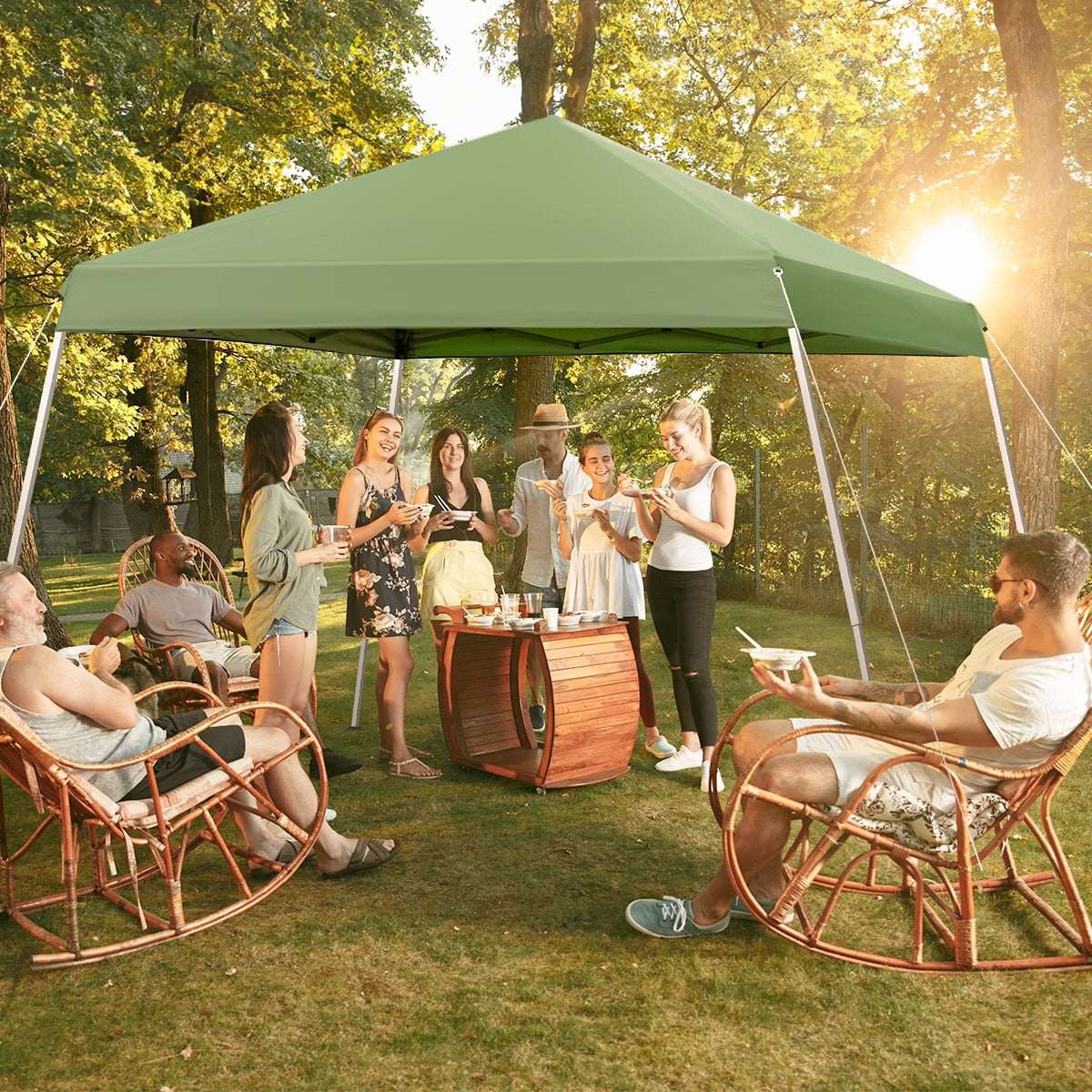 10x10 Pop Up Canopy Tent With Durable Silver Coated Cover And Adjustable Slant Legs, Easy Setup Outdoor Patio Instant Sun Shelter - Blue, Included 1 x Storage Carry Bag, 4 x Guylines, 8 x Stakes - Image 26