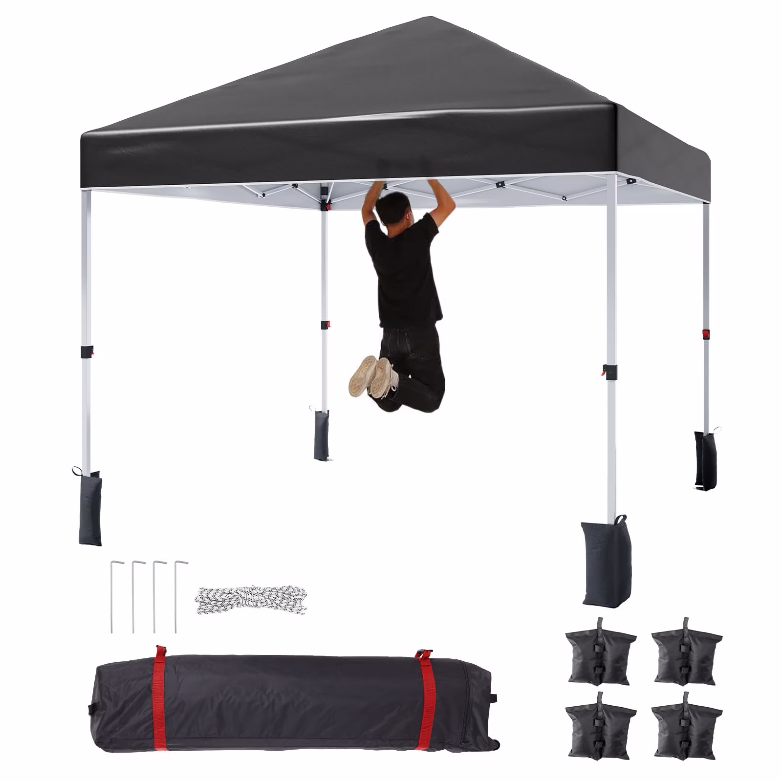 Luku 10x10ft Instant Pop-Up Canopy Tent with Patented Center Lock System, Portable Wheeled Carry Bag, Adjustable Height Straight Legs for Outdoor, Garden, Market, Patio, Yard - Image 5